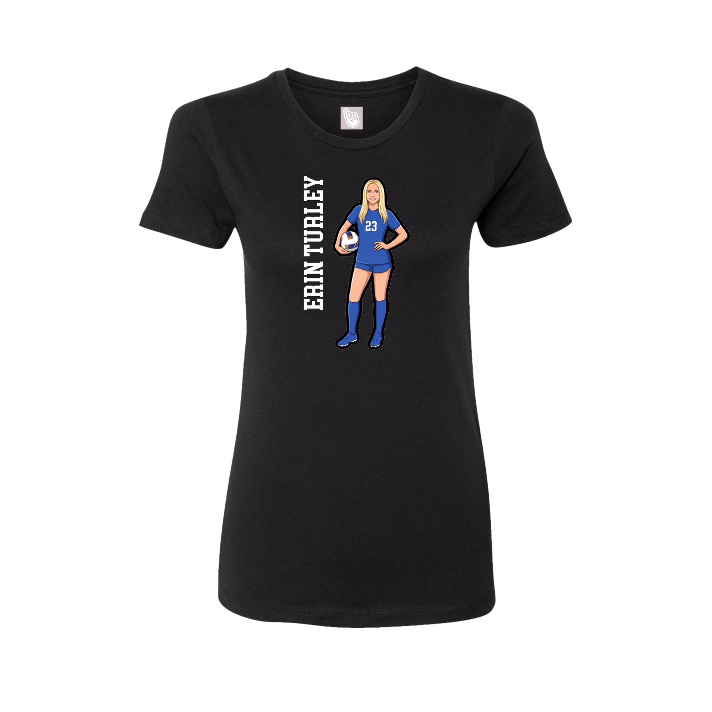 Womens Tee — Name Vertical in Black