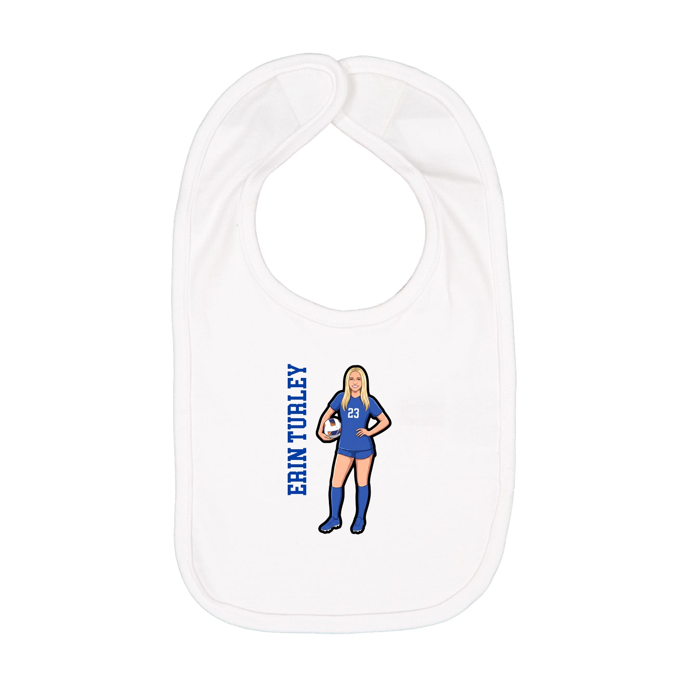Infant Bib — Name Vertical in White