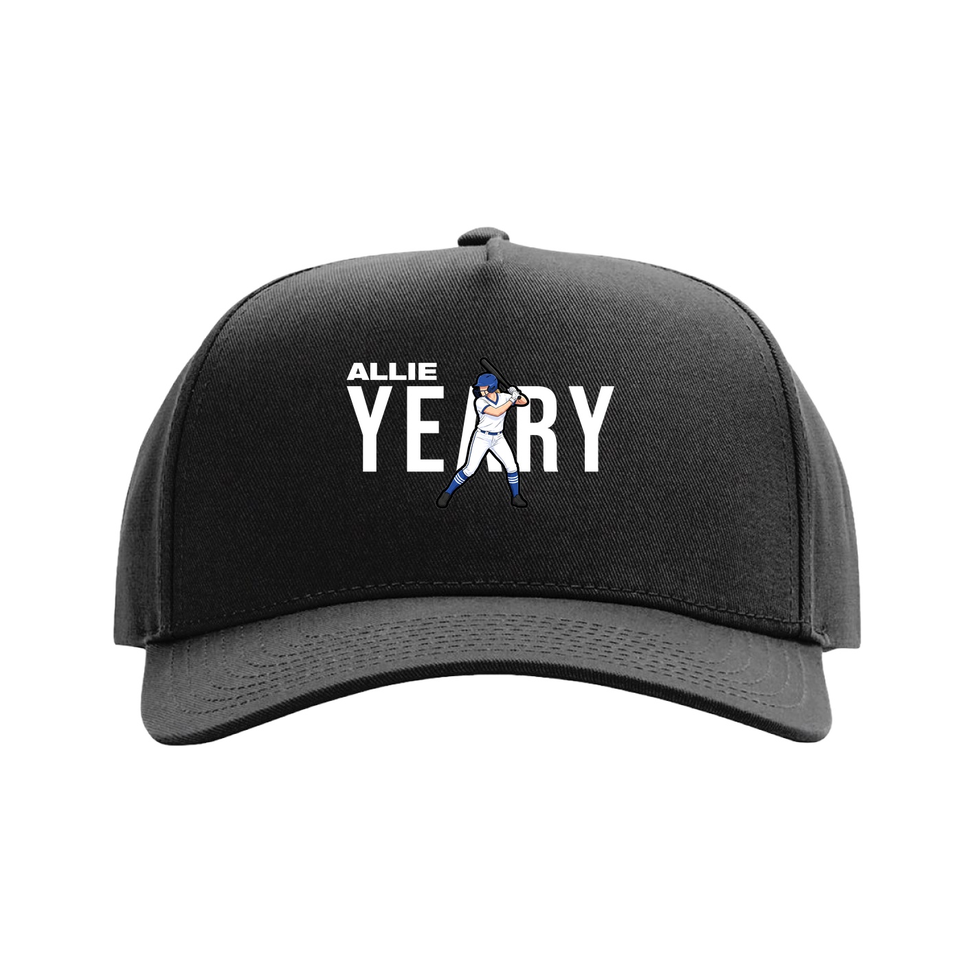 Full Fabric Five-Panel Champ Cap — Player Name in Black