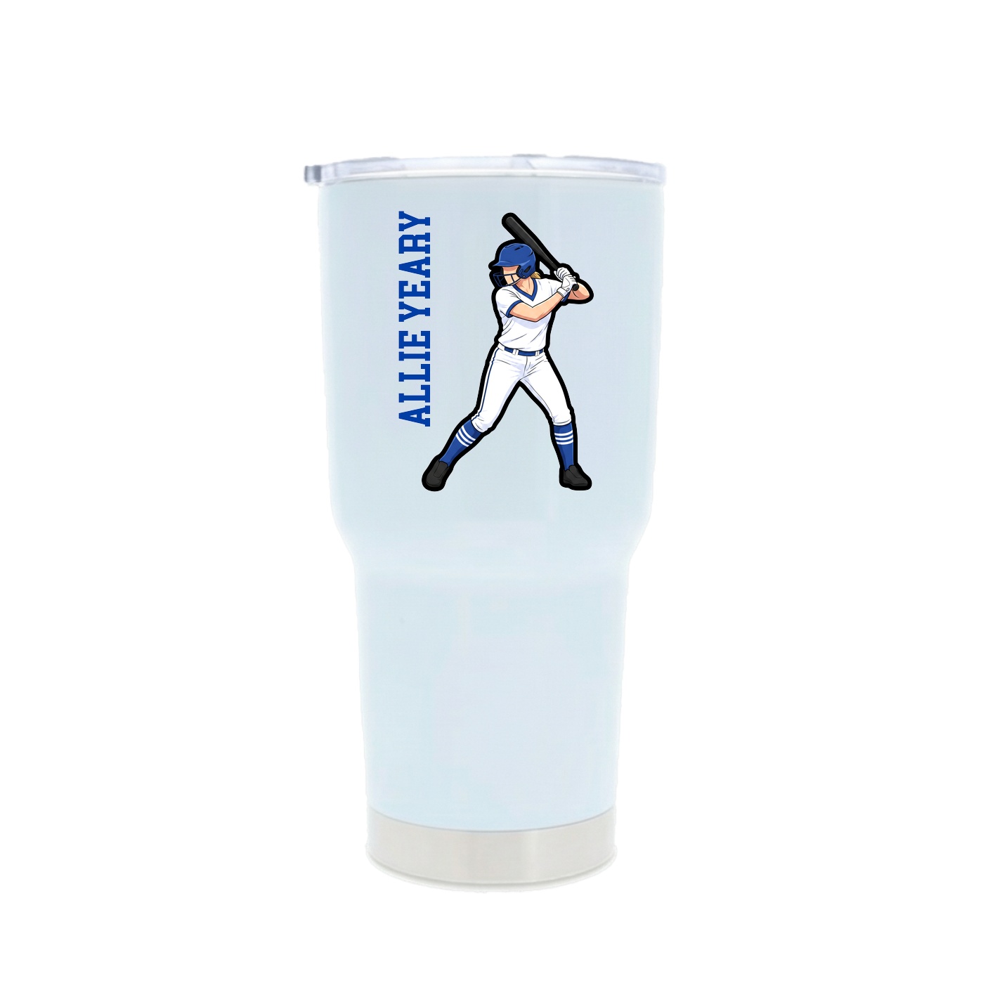 30oz Stainless Steel Tumbler — Name Vertical in White