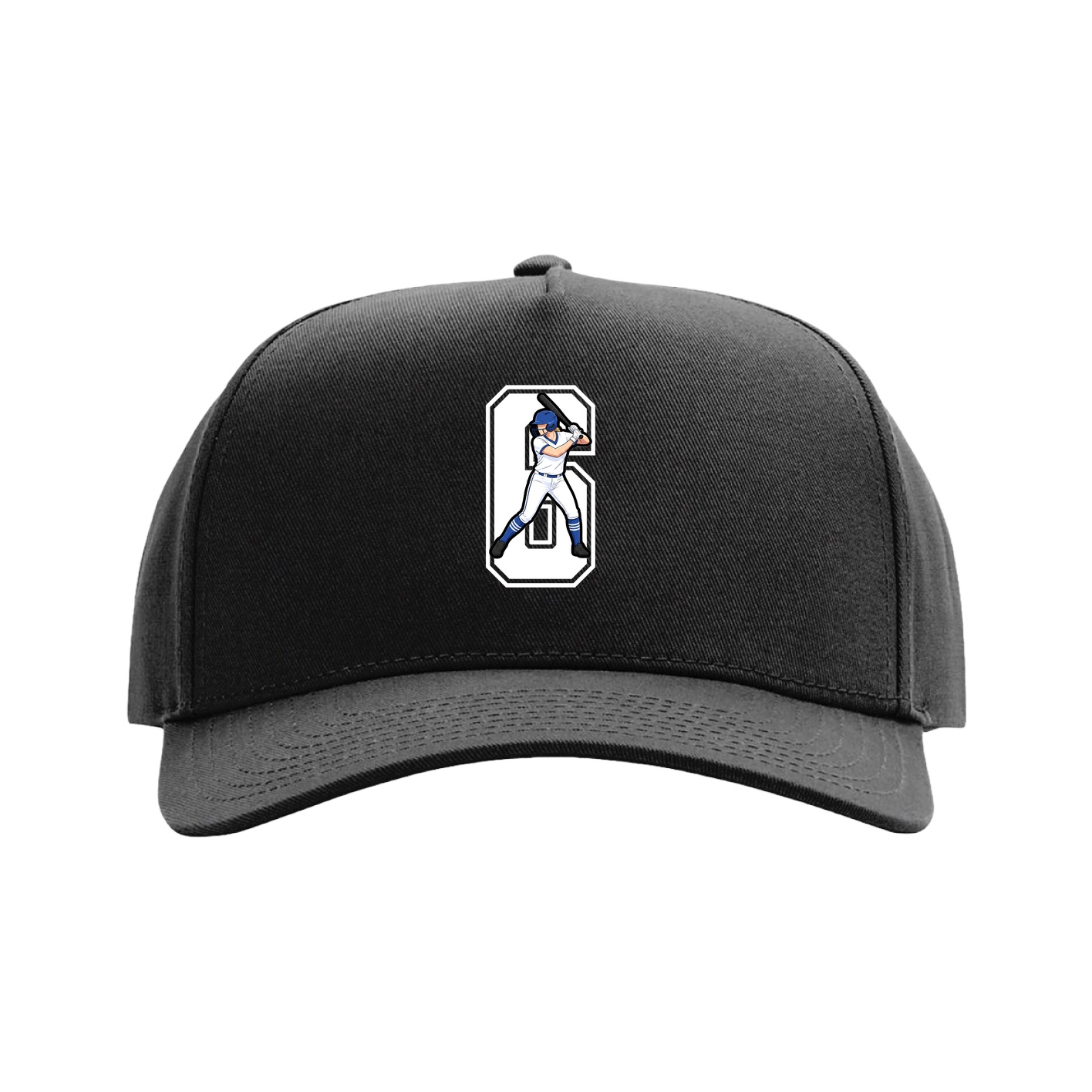 Full Fabric Five-Panel Champ Cap — Number in Black
