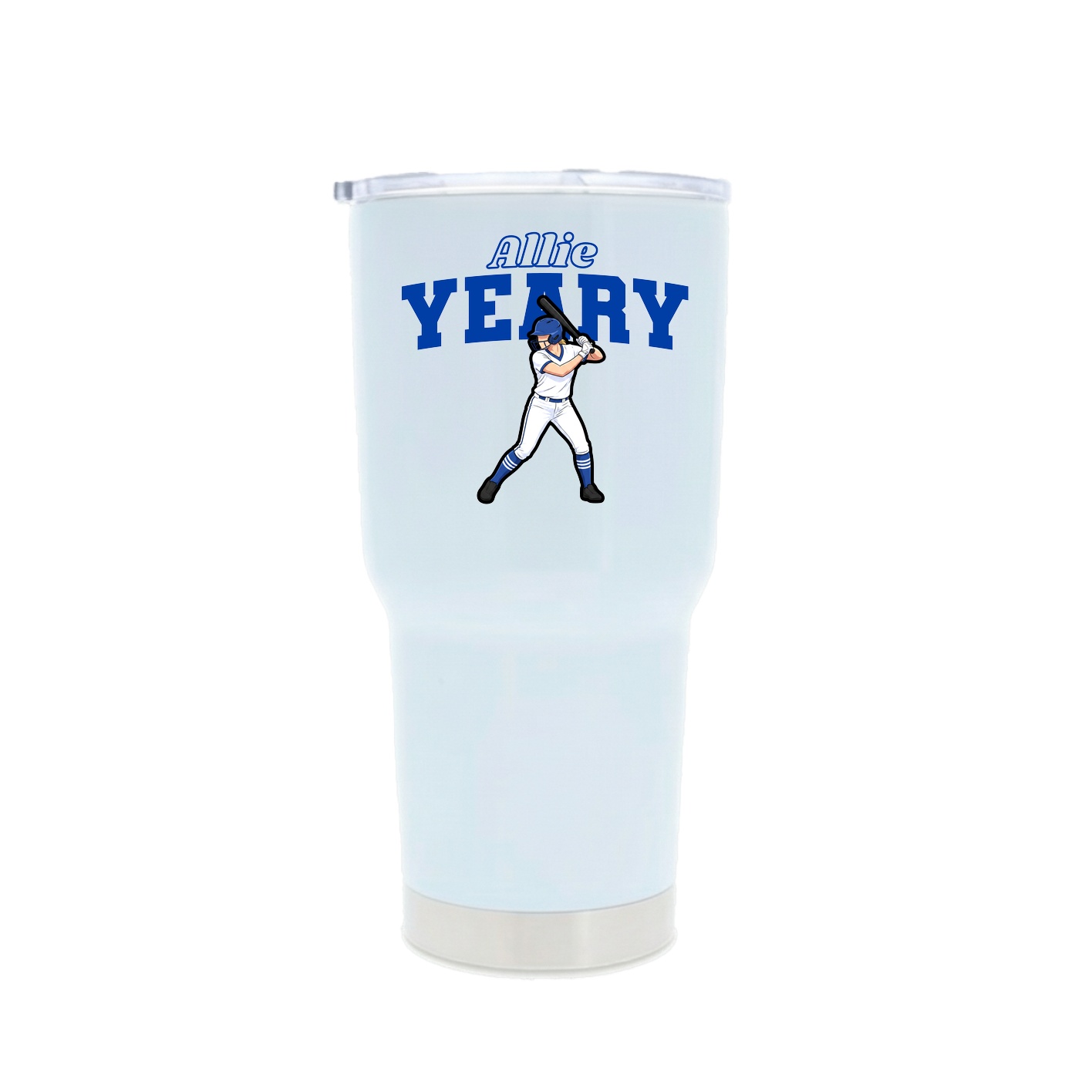 30oz Stainless Steel Tumbler — Name Arch in White