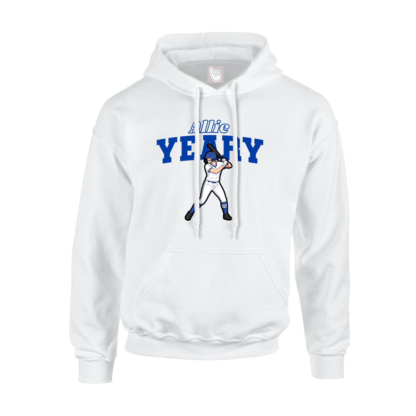 Youth Hoodie — Name Arch in White