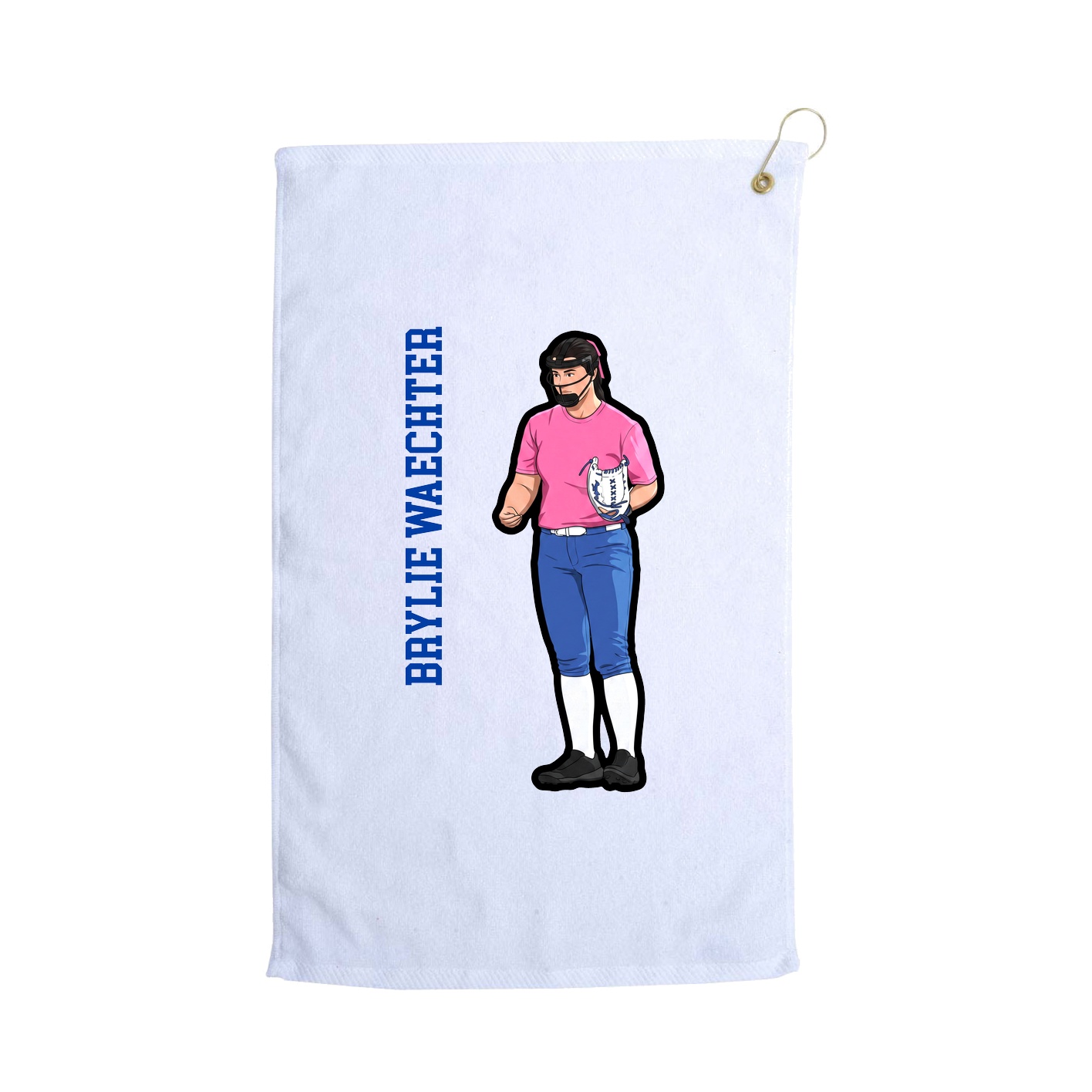 Golf Towel — Name Vertical in White