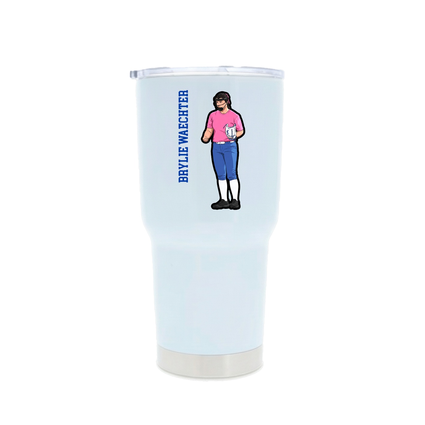 30oz Stainless Steel Tumbler — Name Vertical in White