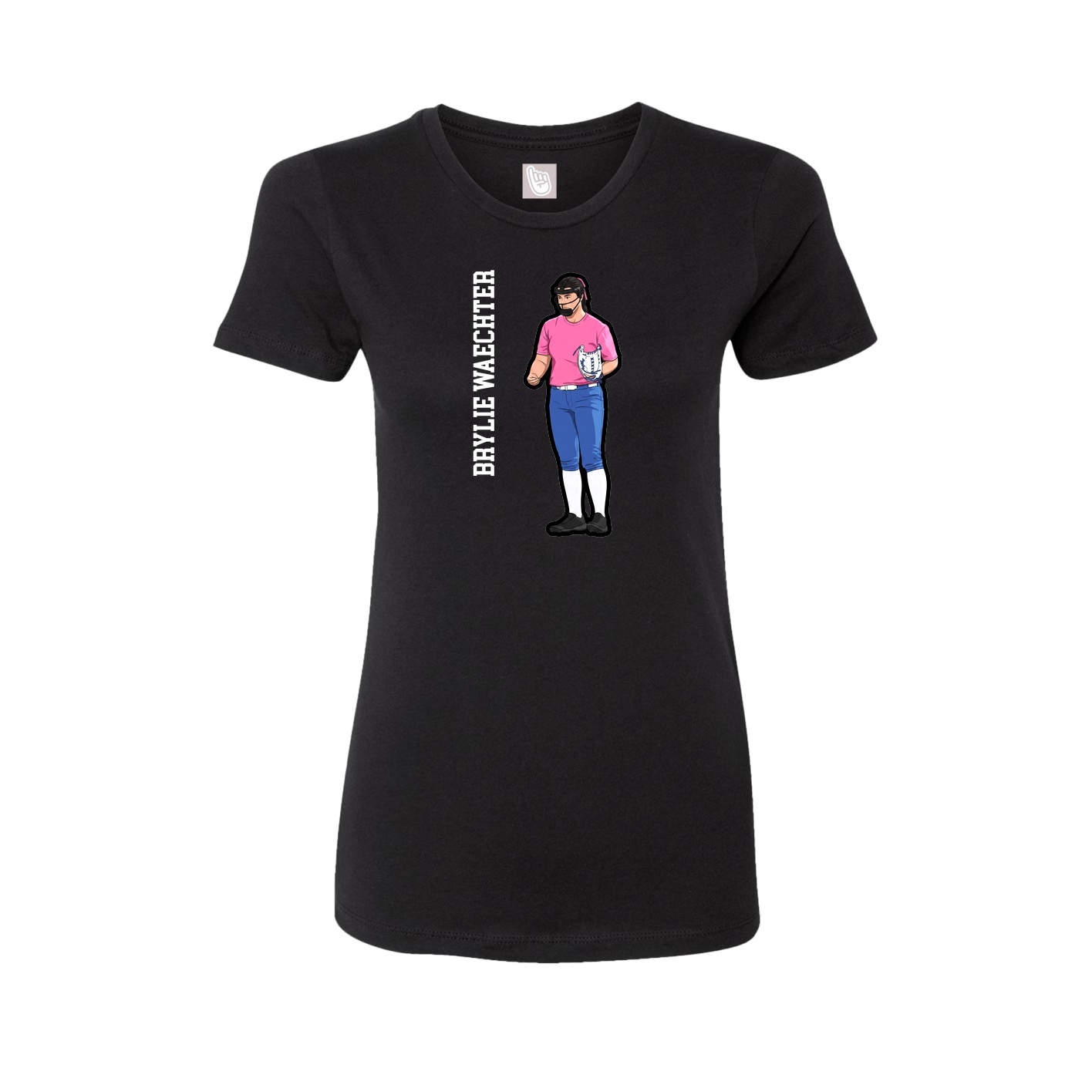 Fitted Women's Tee — Name Vertical in Black