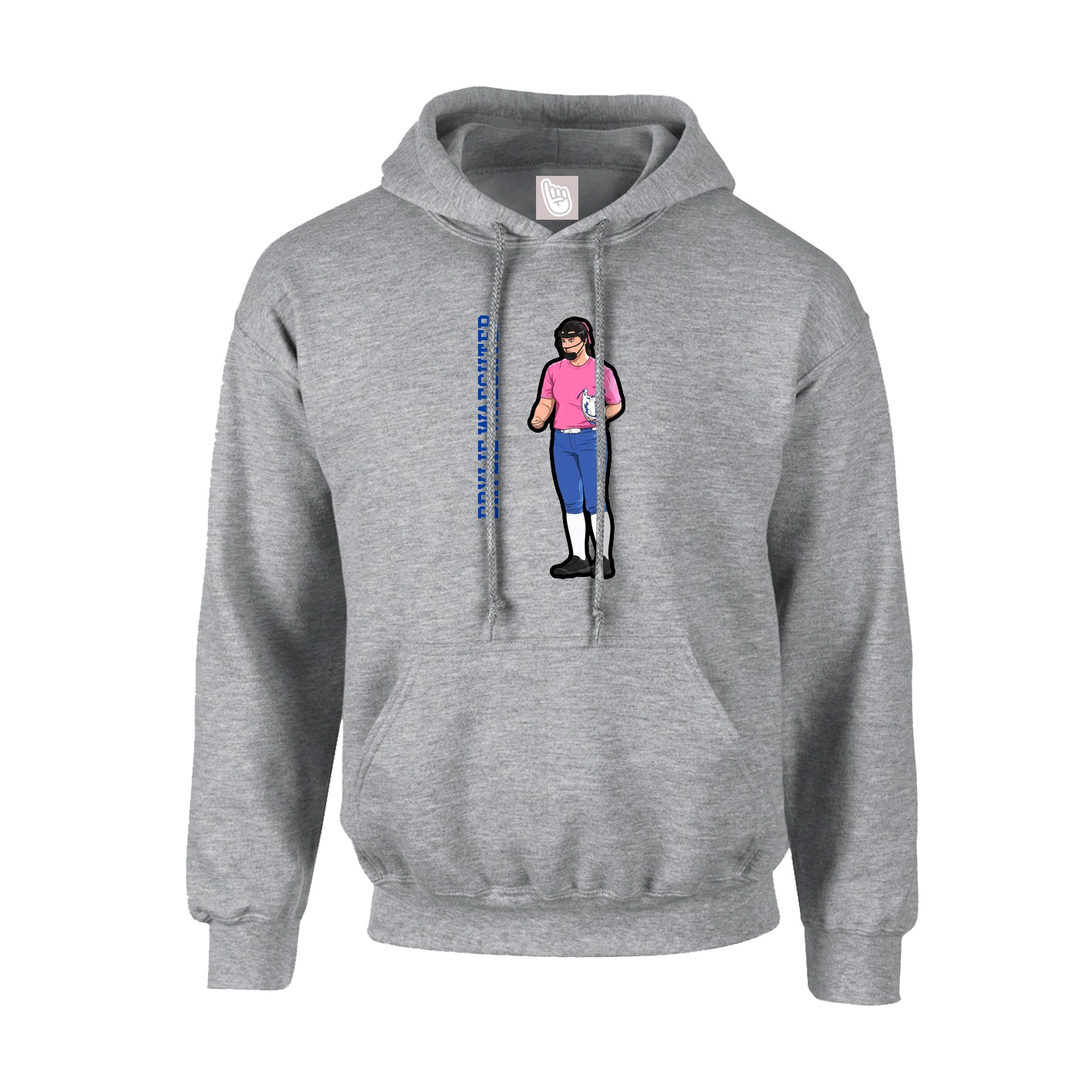 Hoodie — Name Vertical in Grey