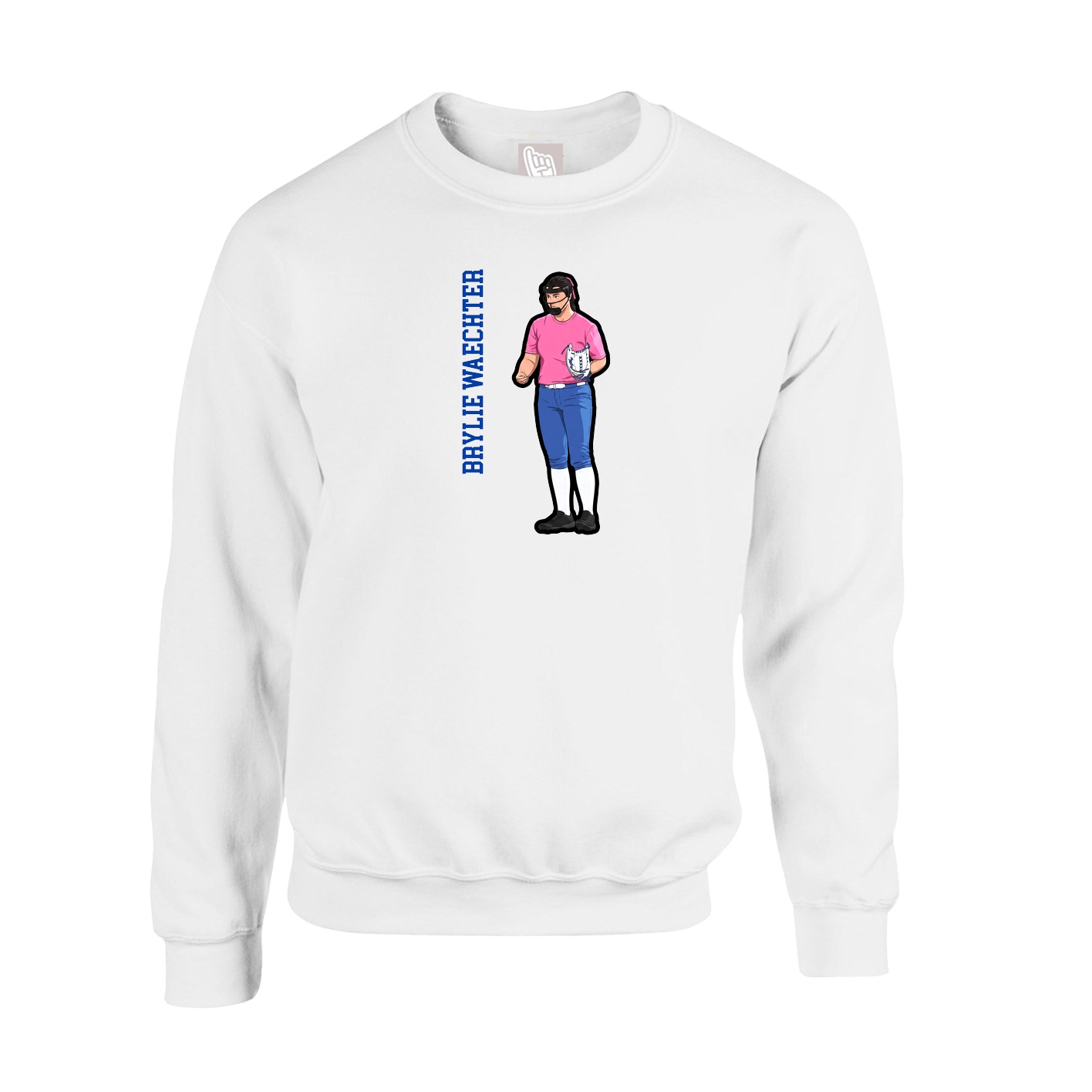 Fleece Crew — Name Vertical in White