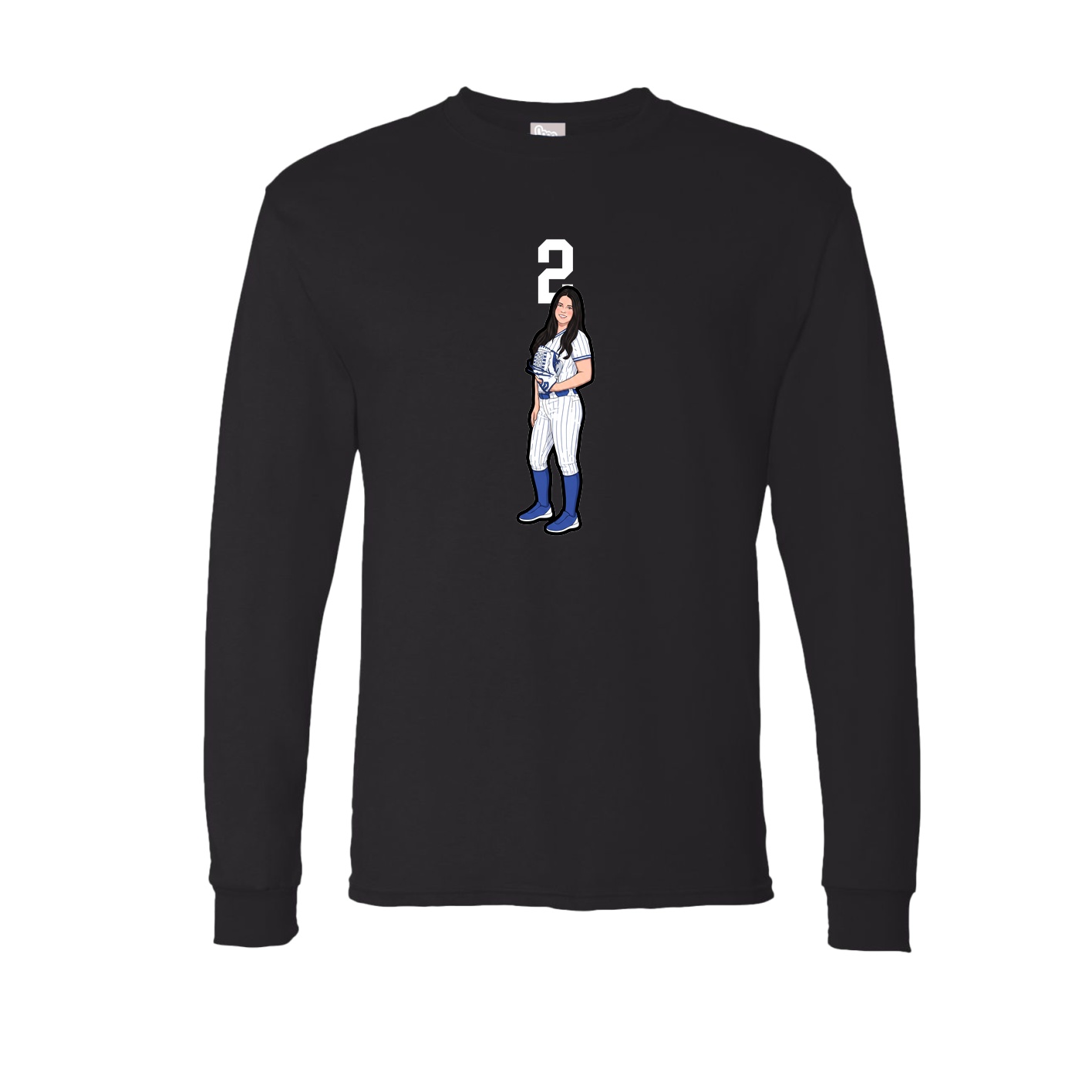 Long Sleeve Tee — Number Top in Black