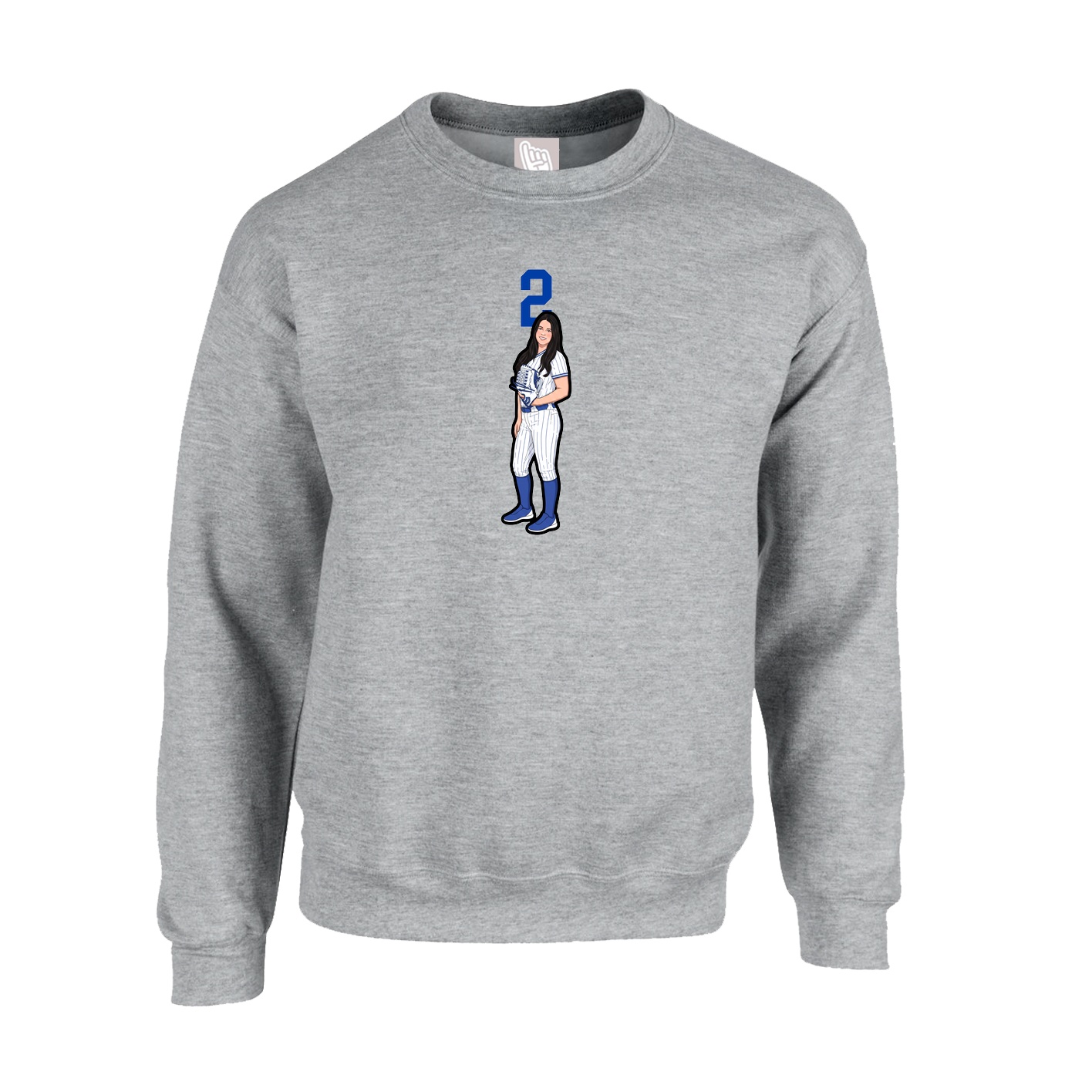 Fleece Crew — Number Top in Grey