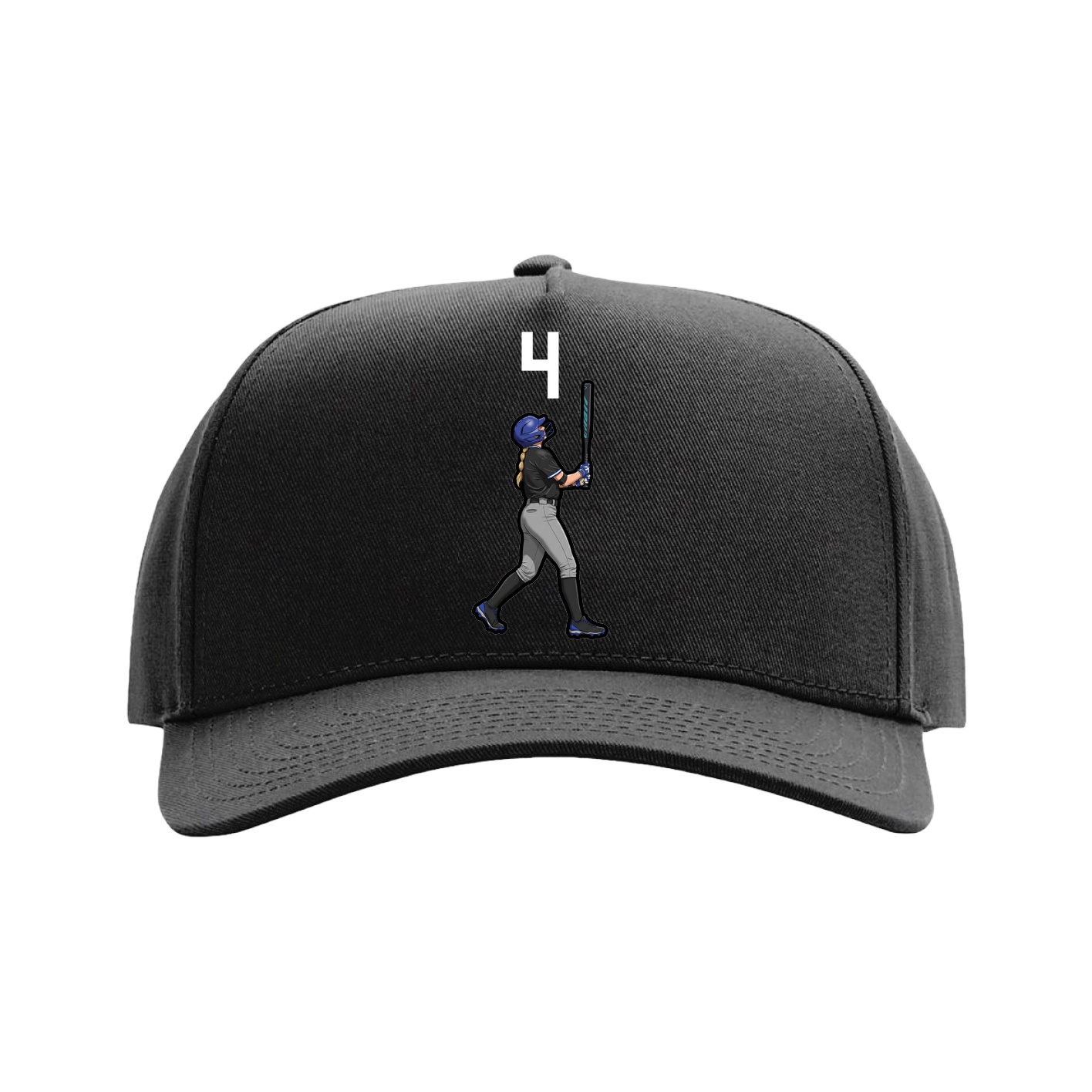 Full Fabric Five-Panel Champ Cap — Number Top in Black