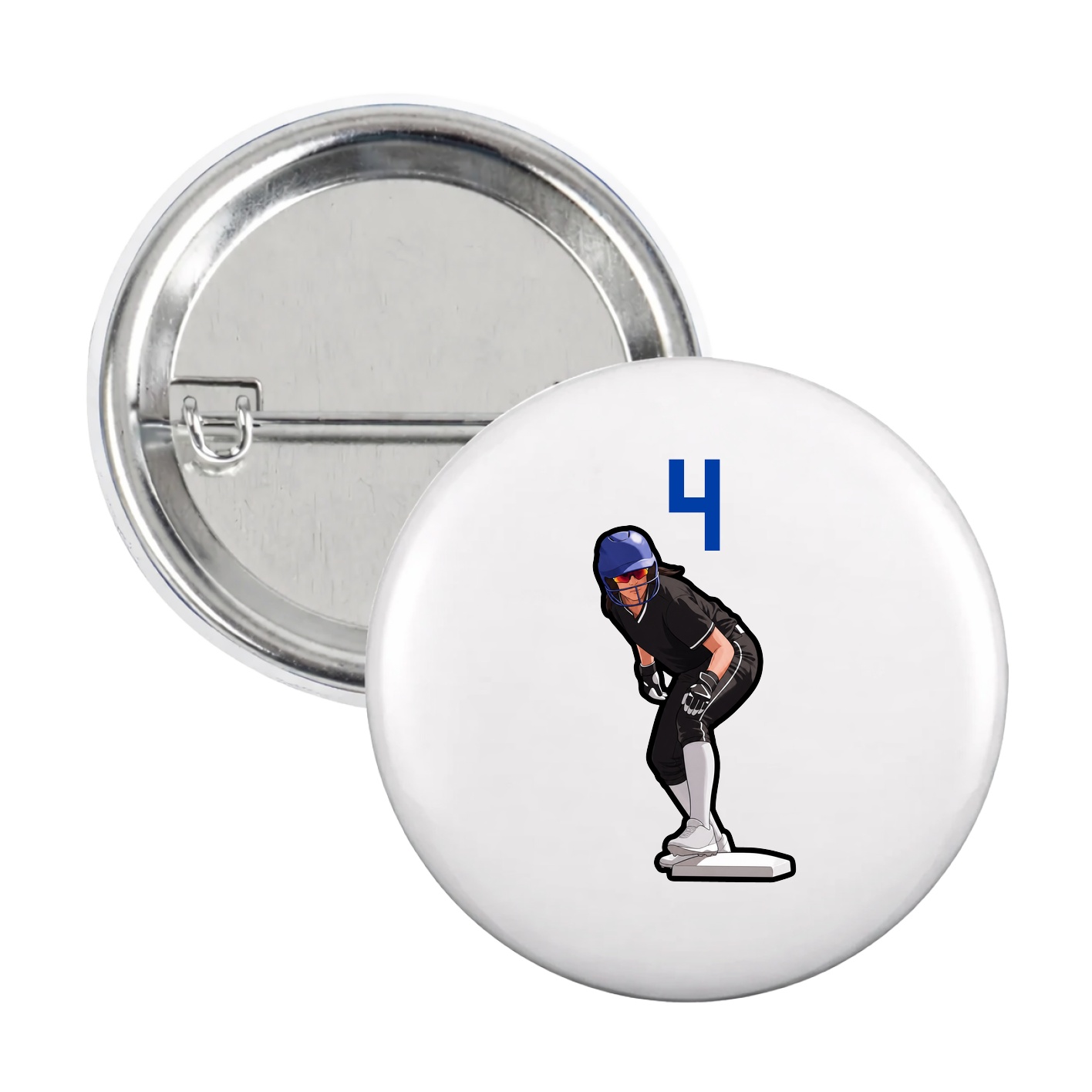 Game Day Button — Number Top in White