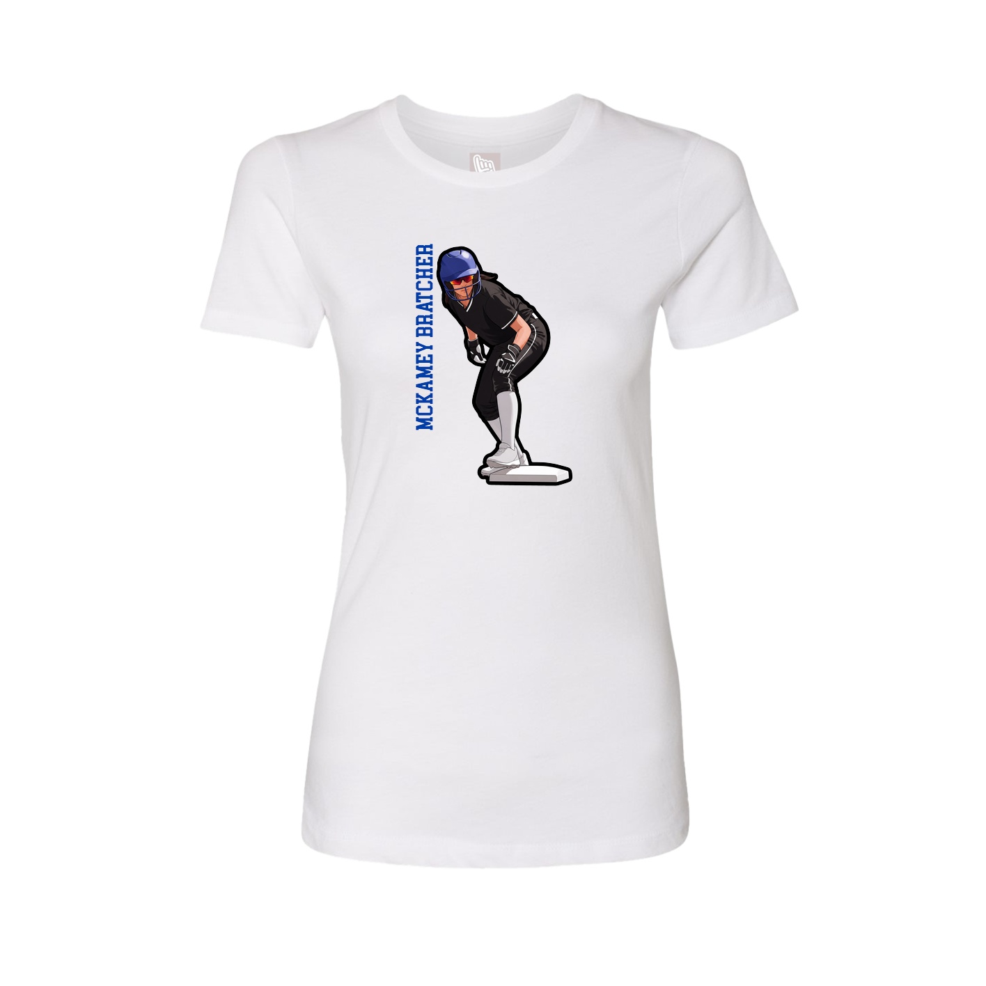 Fitted Women's Tee — Name Vertical in White