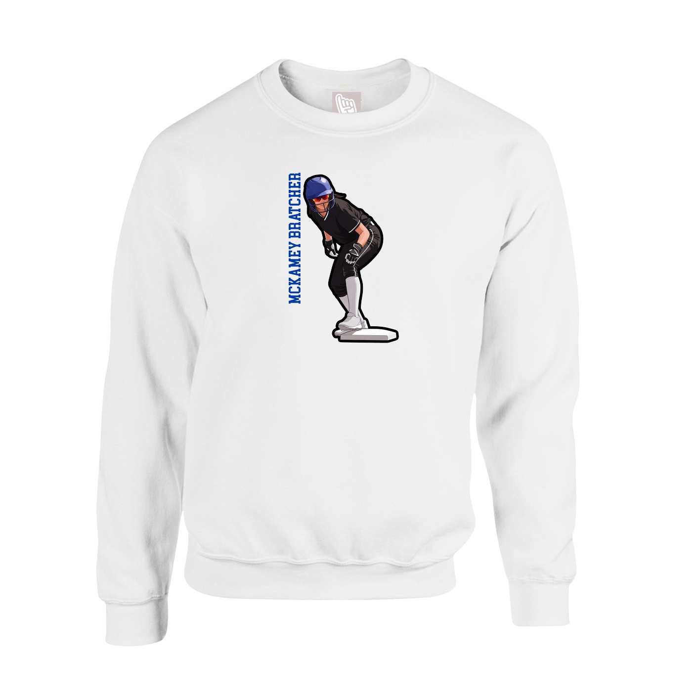 Fleece Crew — Name Vertical in White