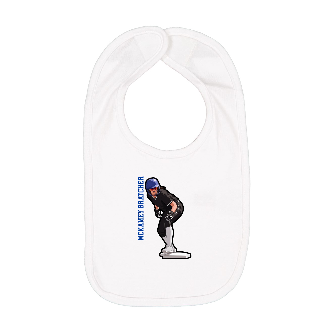 Infant Bib — Name Vertical in White