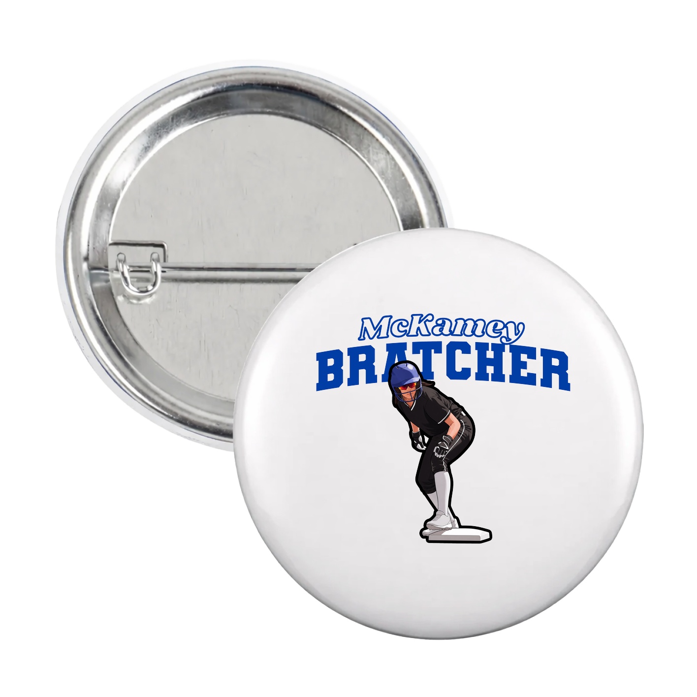 Game Day Button — Name Arch in White