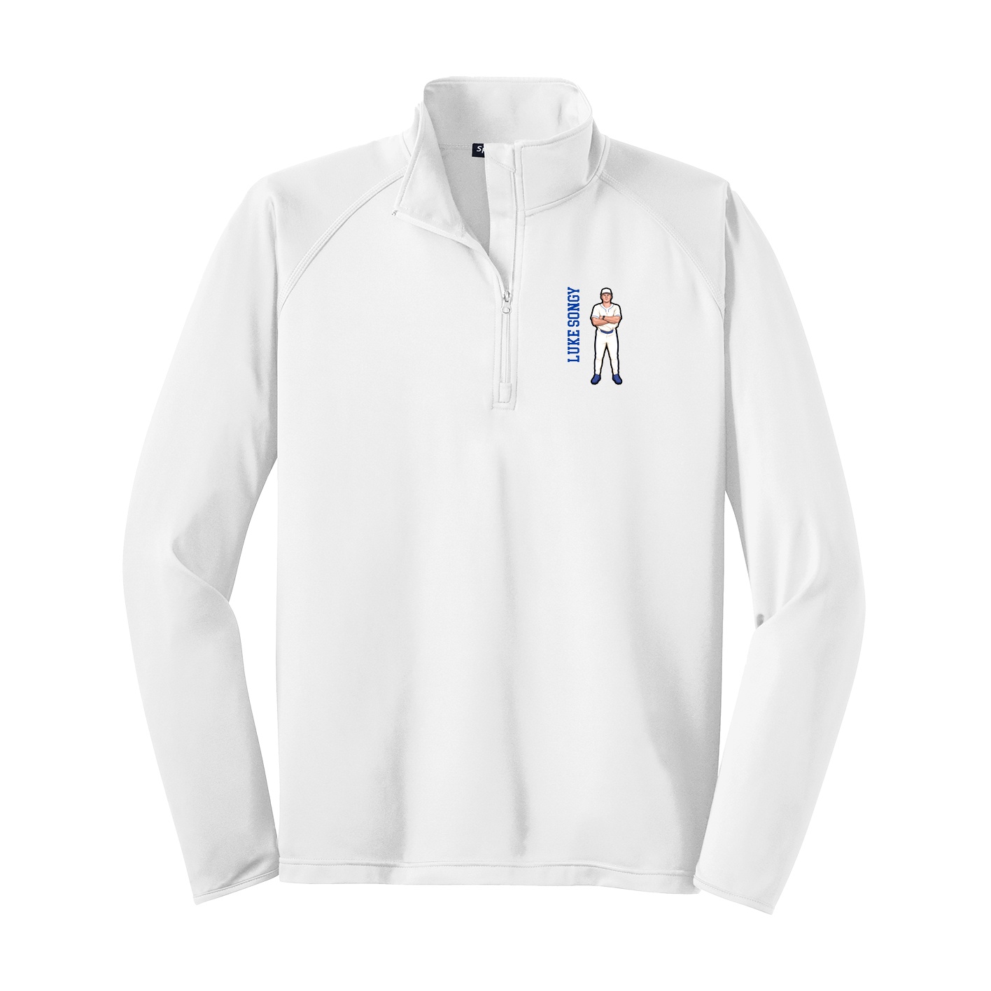 Q-Zip Pullover — Name Vertical in White