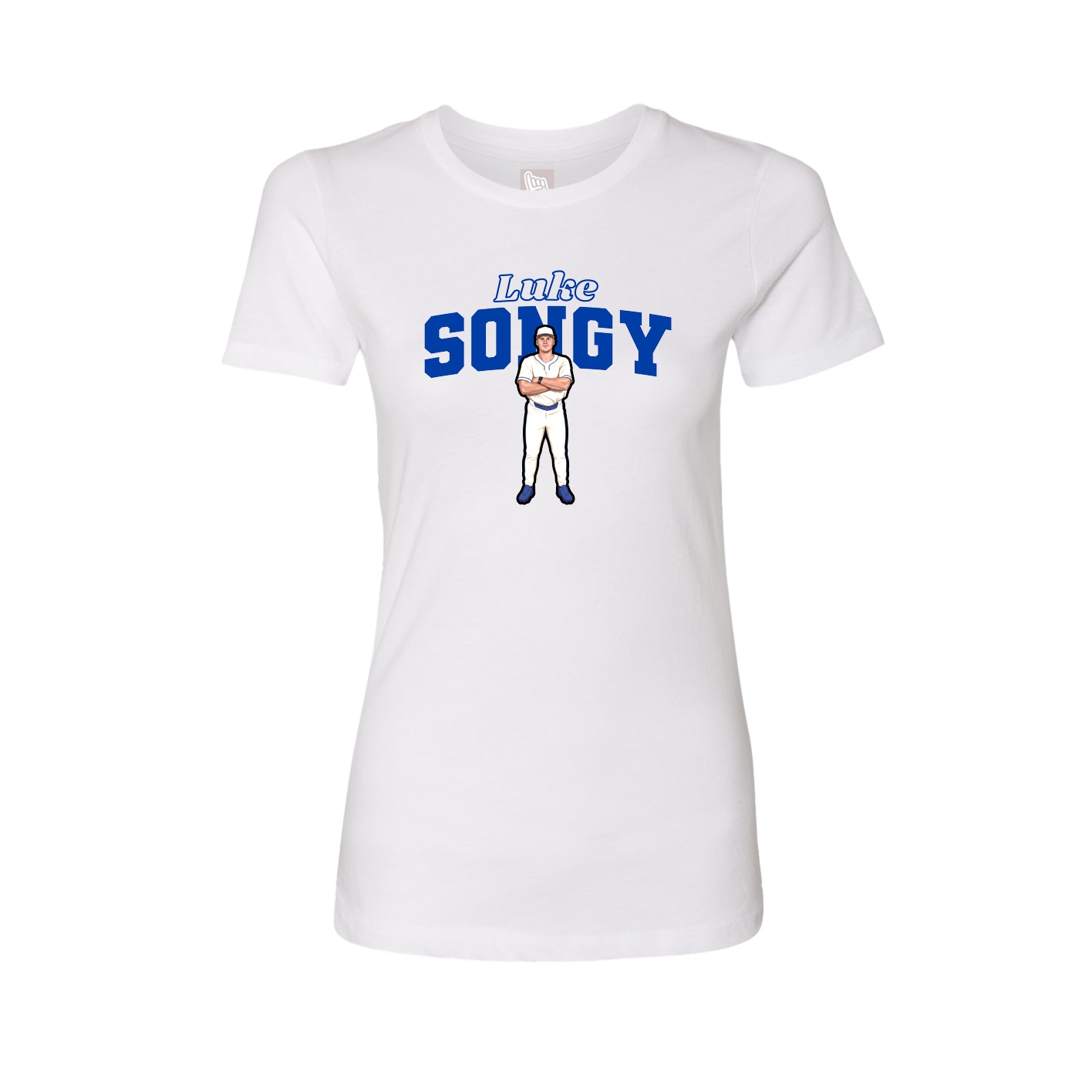 Fitted Women's Tee — Name Arch in White