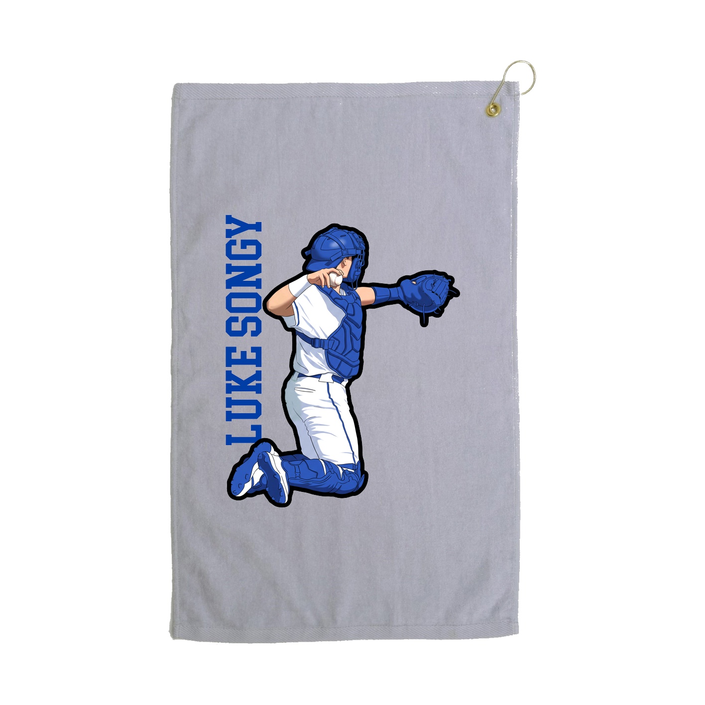 Golf Towel — Name Vertical in Grey