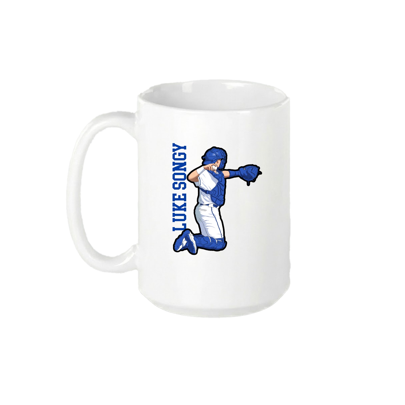 15oz Coffee Mug — Name Vertical in White