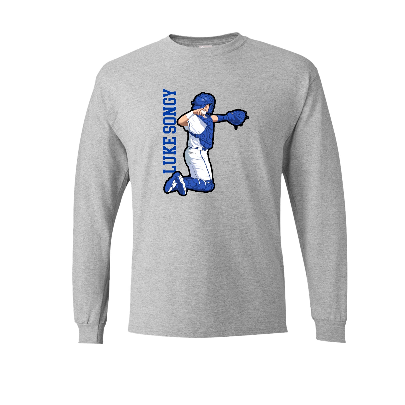 Long Sleeve Tee — Name Vertical in Grey