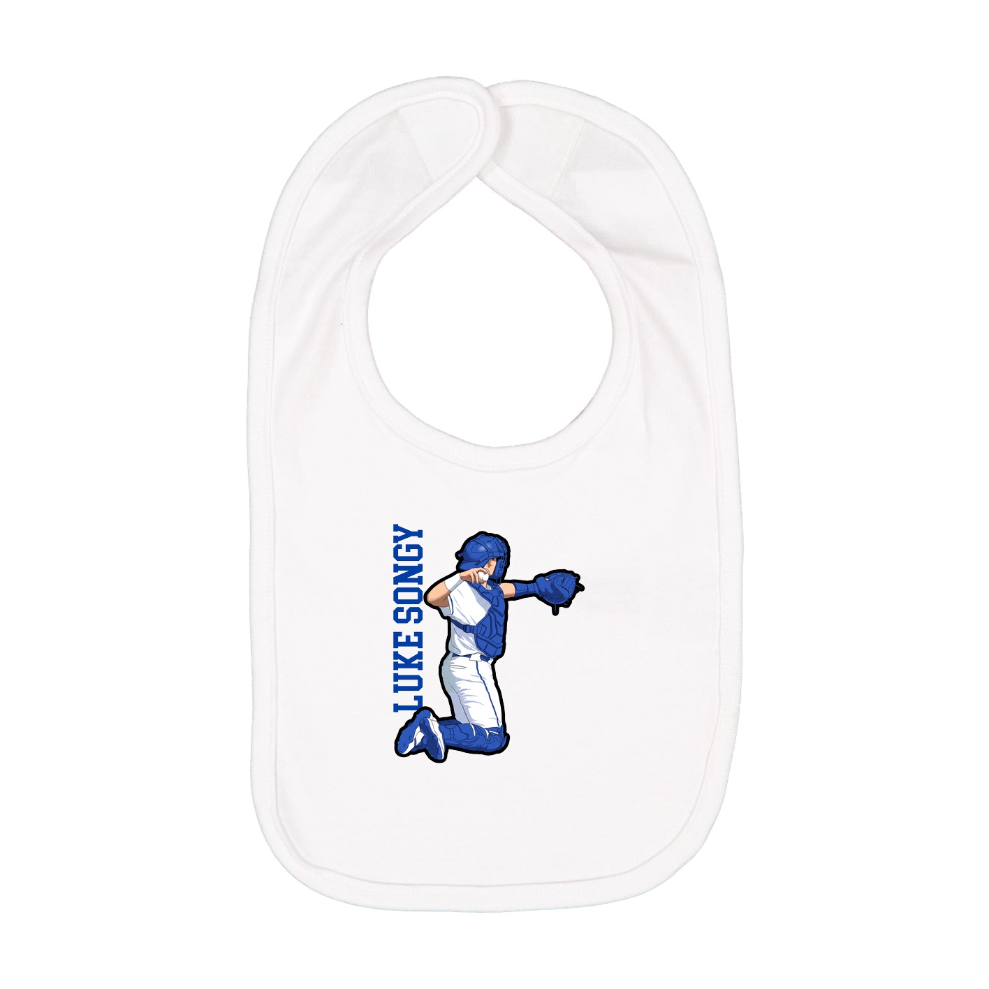 Infant Bib — Name Vertical in White
