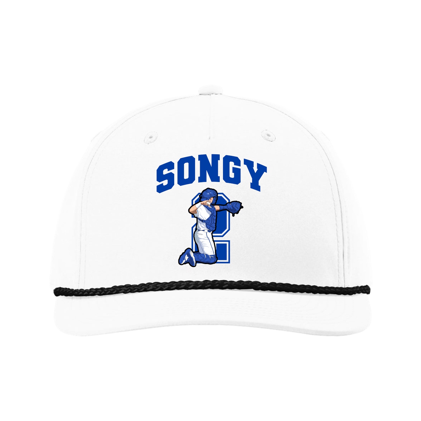 Five-Panel Classic Rope Cap — Number in White