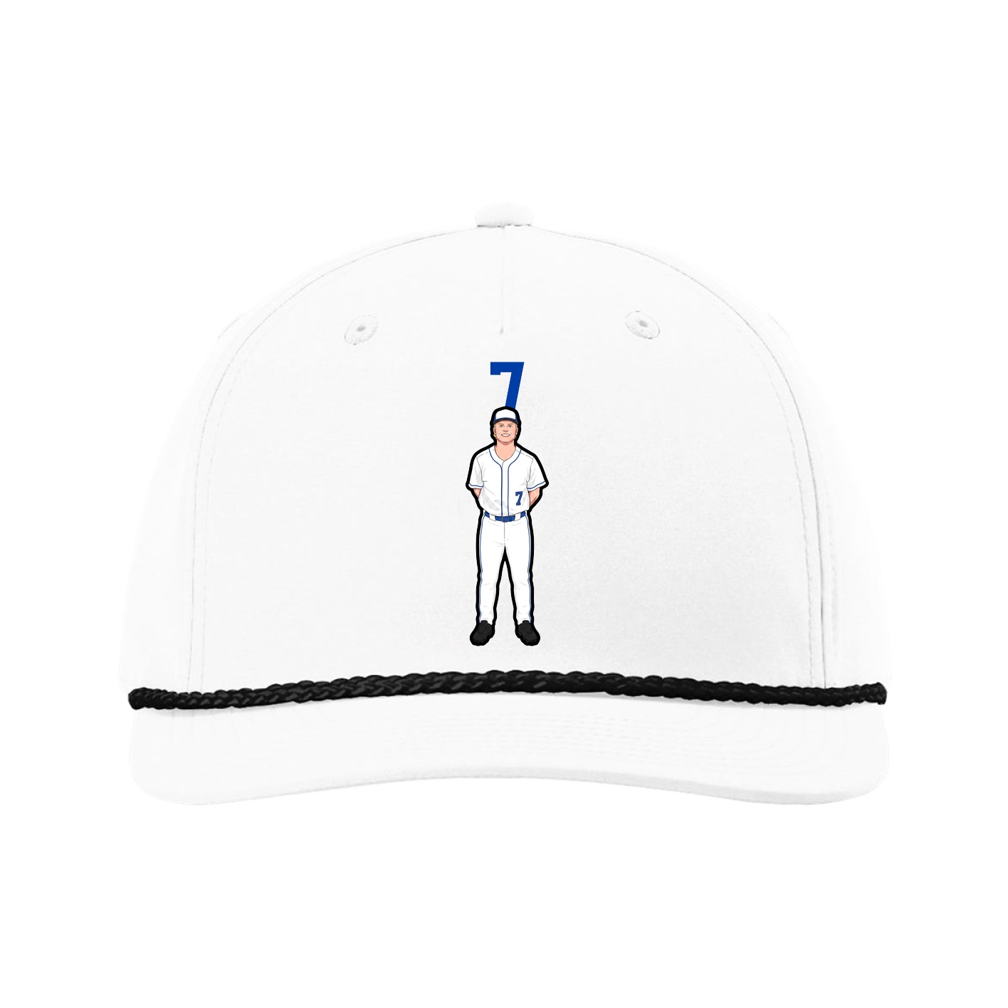 Five-Panel Classic Rope Cap — Number Top in White