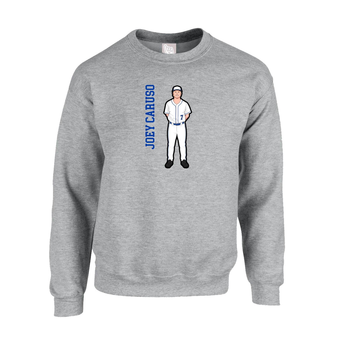 Fleece Crew — Name Vertical in Grey