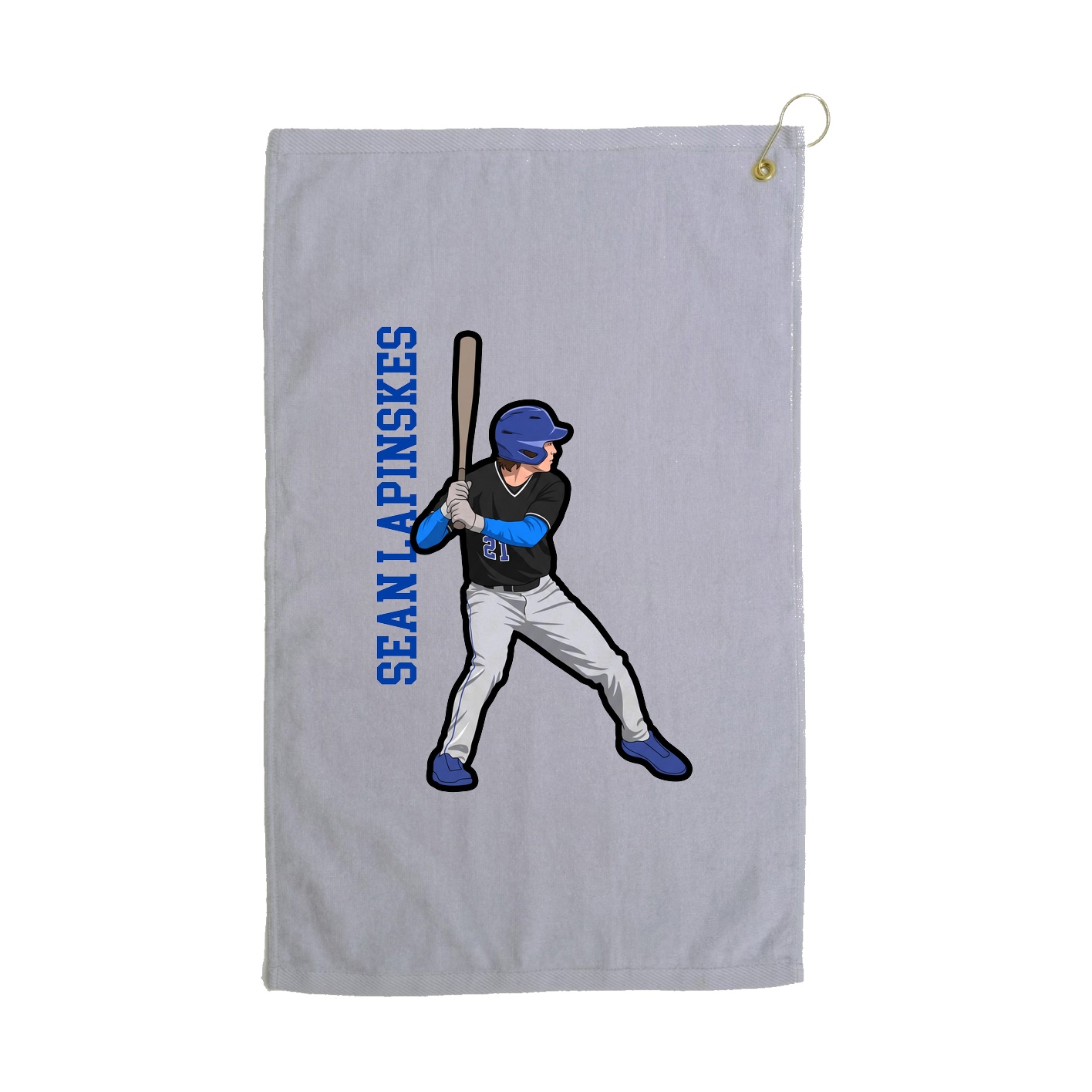 Golf Towel — Name Vertical in Grey