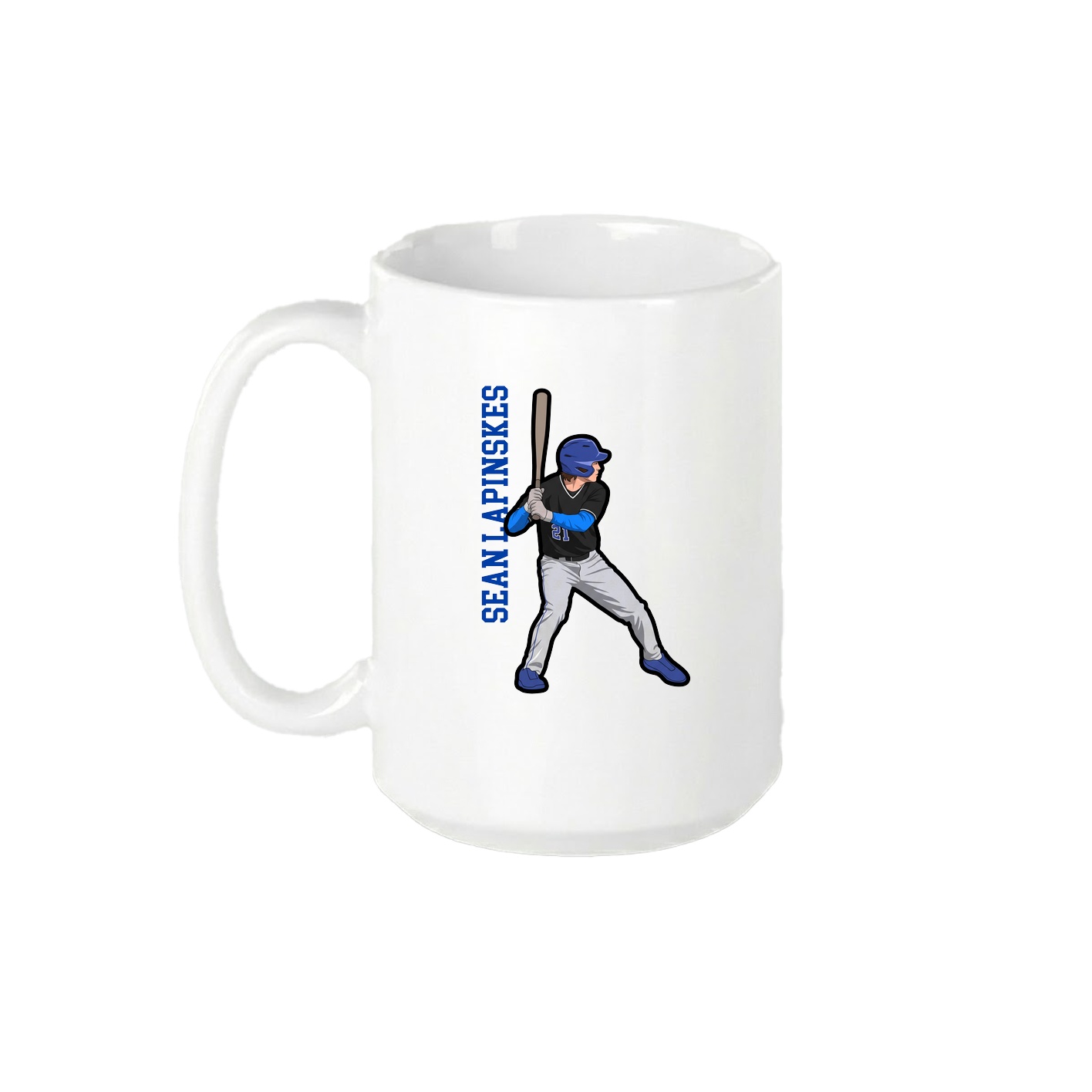 15oz Coffee Mug — Name Vertical in White