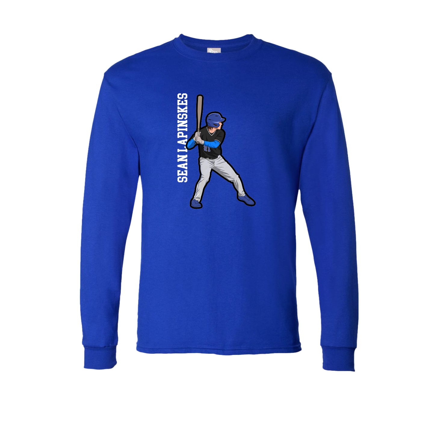 Long Sleeve Tee — Name Vertical in Royal