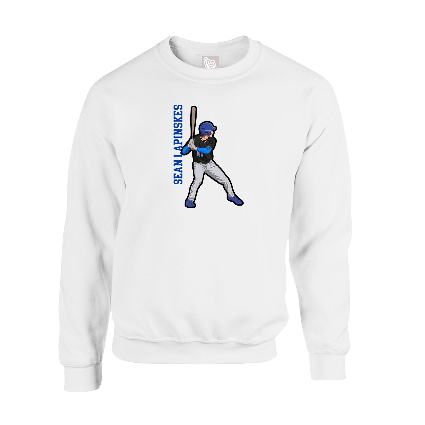 Fleece Crew — Name Vertical in White