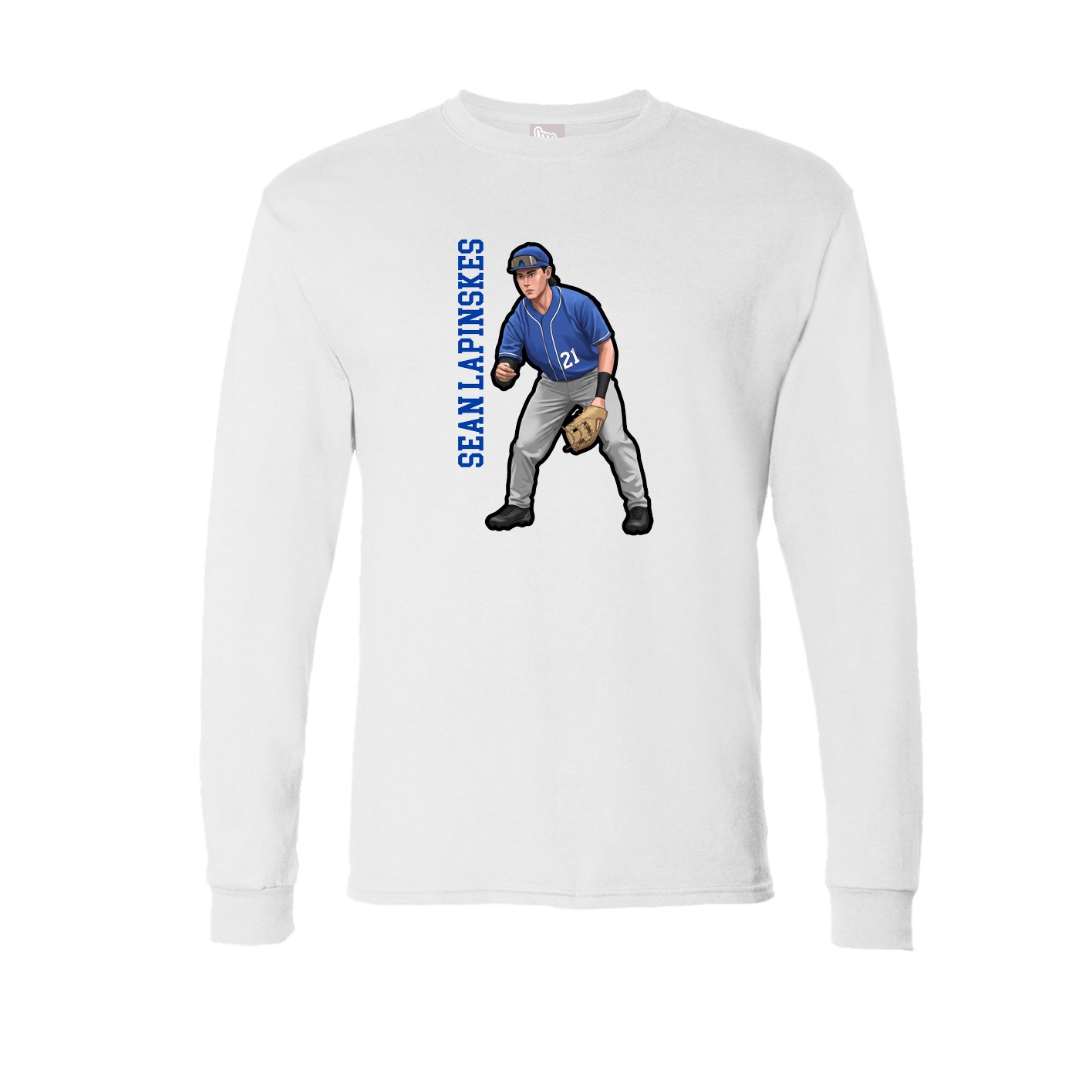 Long Sleeve Tee — Name Vertical in White