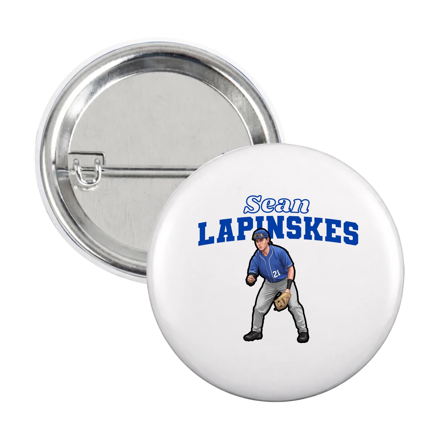 Game Day Button — Name Arch in White