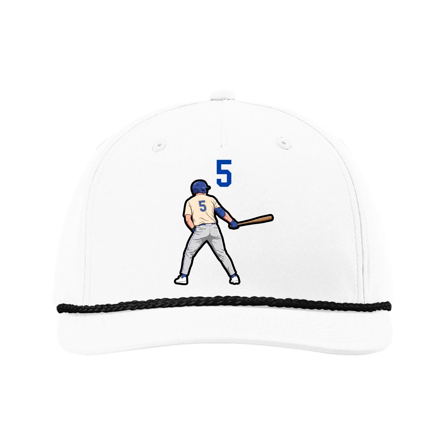 Five-Panel Classic Rope Cap — Number Top in White