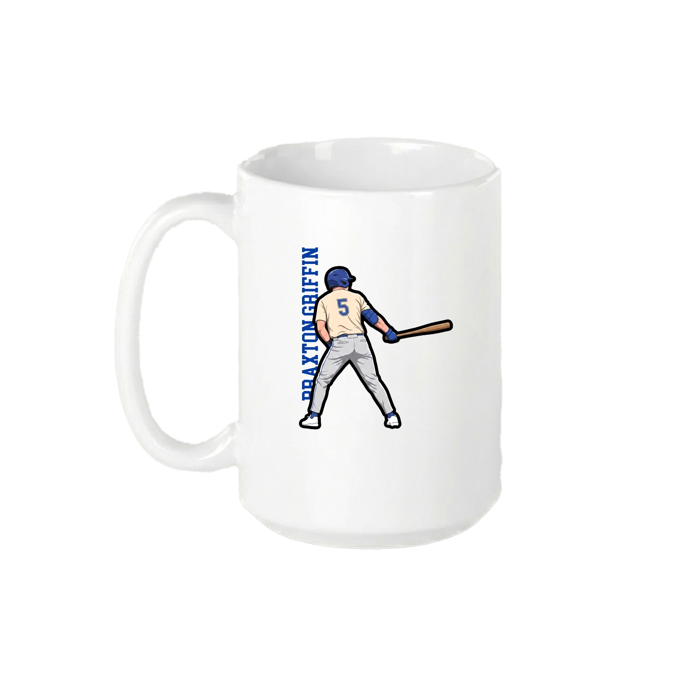 15oz Coffee Mug — Name Vertical in White
