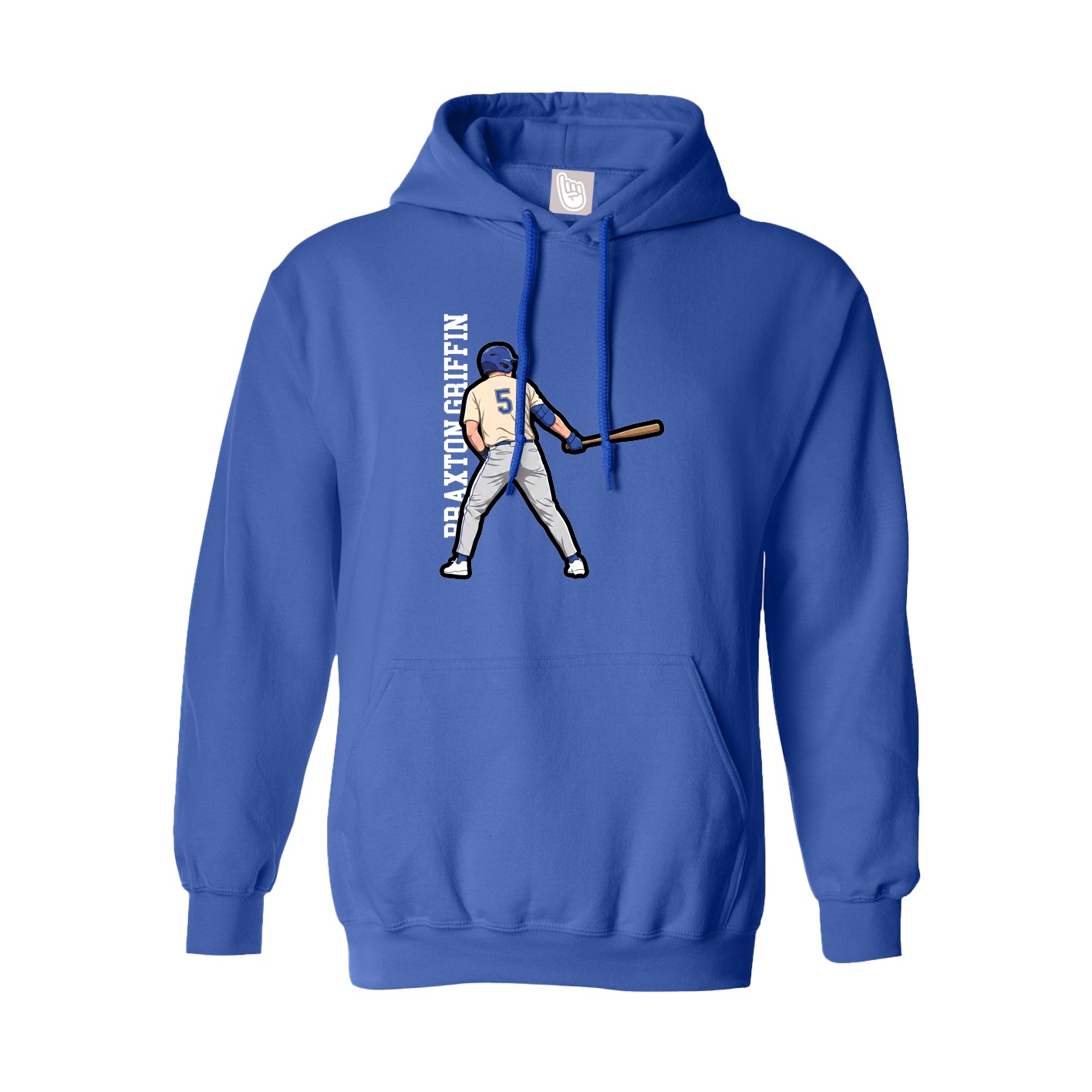 Hoodie — Name Vertical in Royal