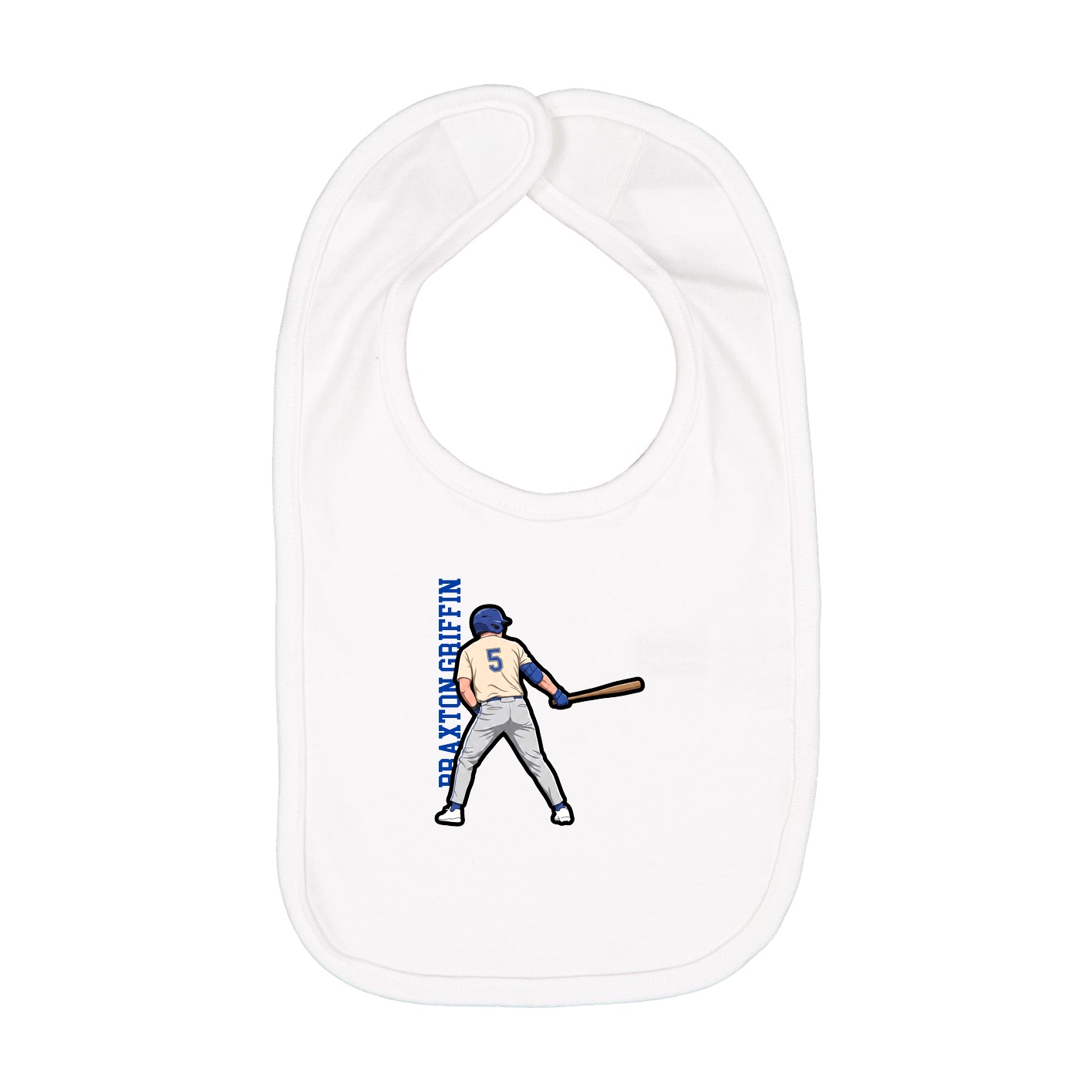 Infant Bib — Name Vertical in White