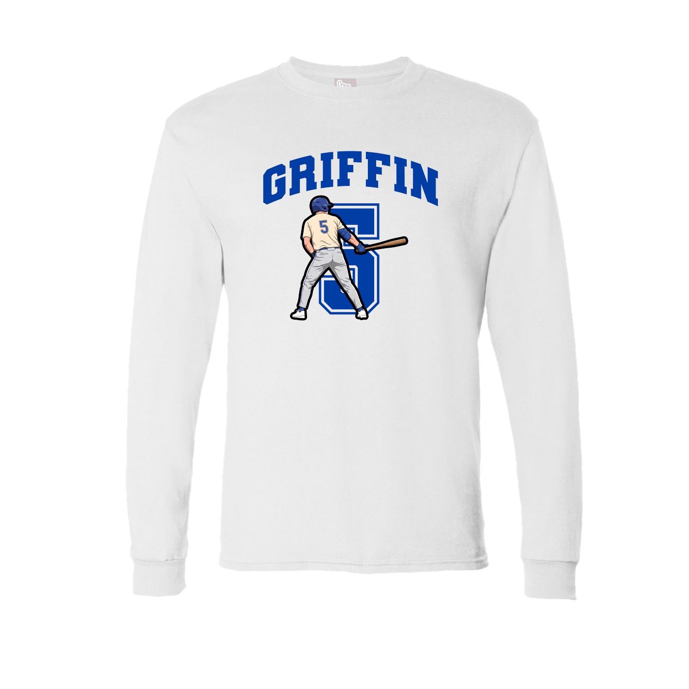 Long Sleeve Tee — Number in White