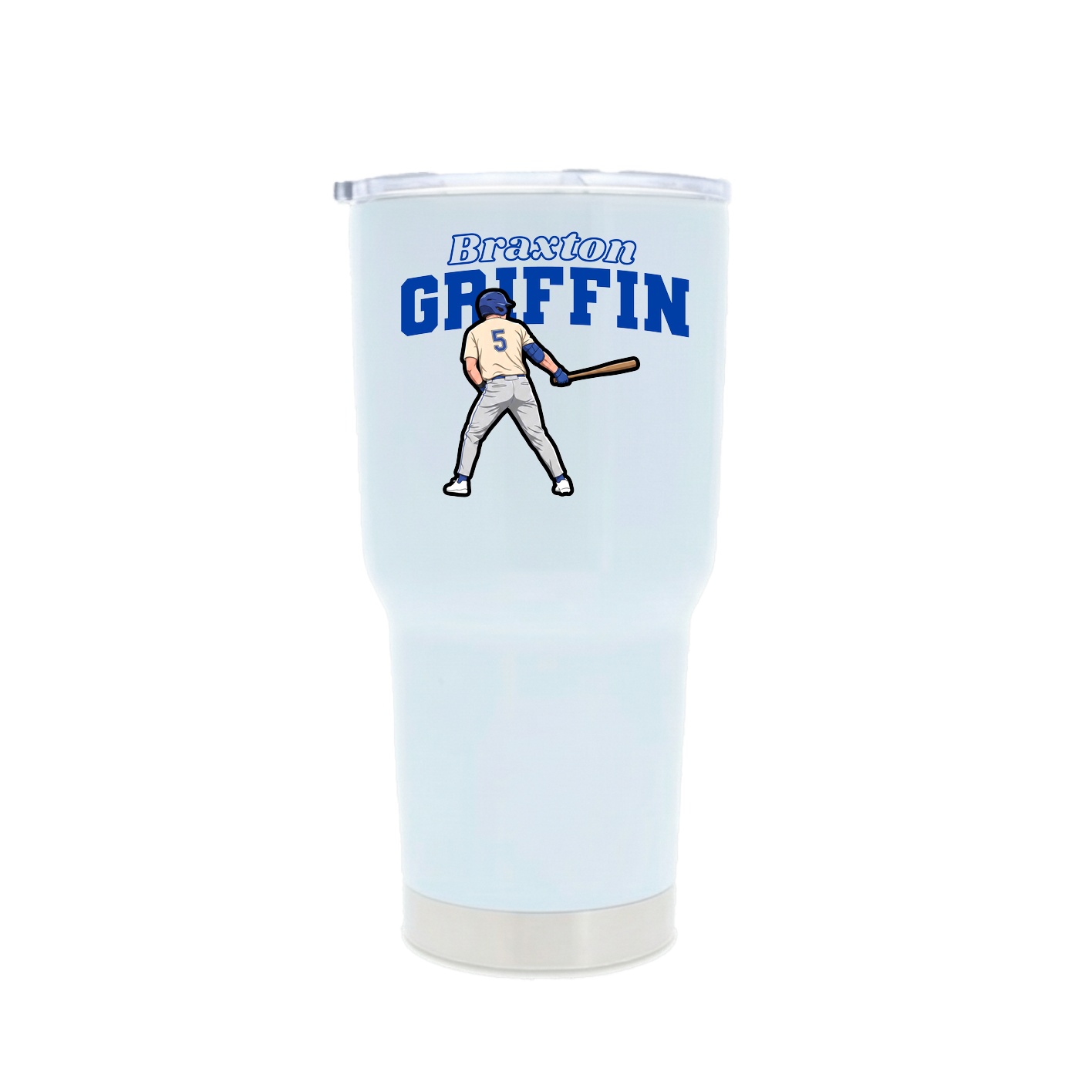 30oz Stainless Steel Tumbler — Name Arch in White