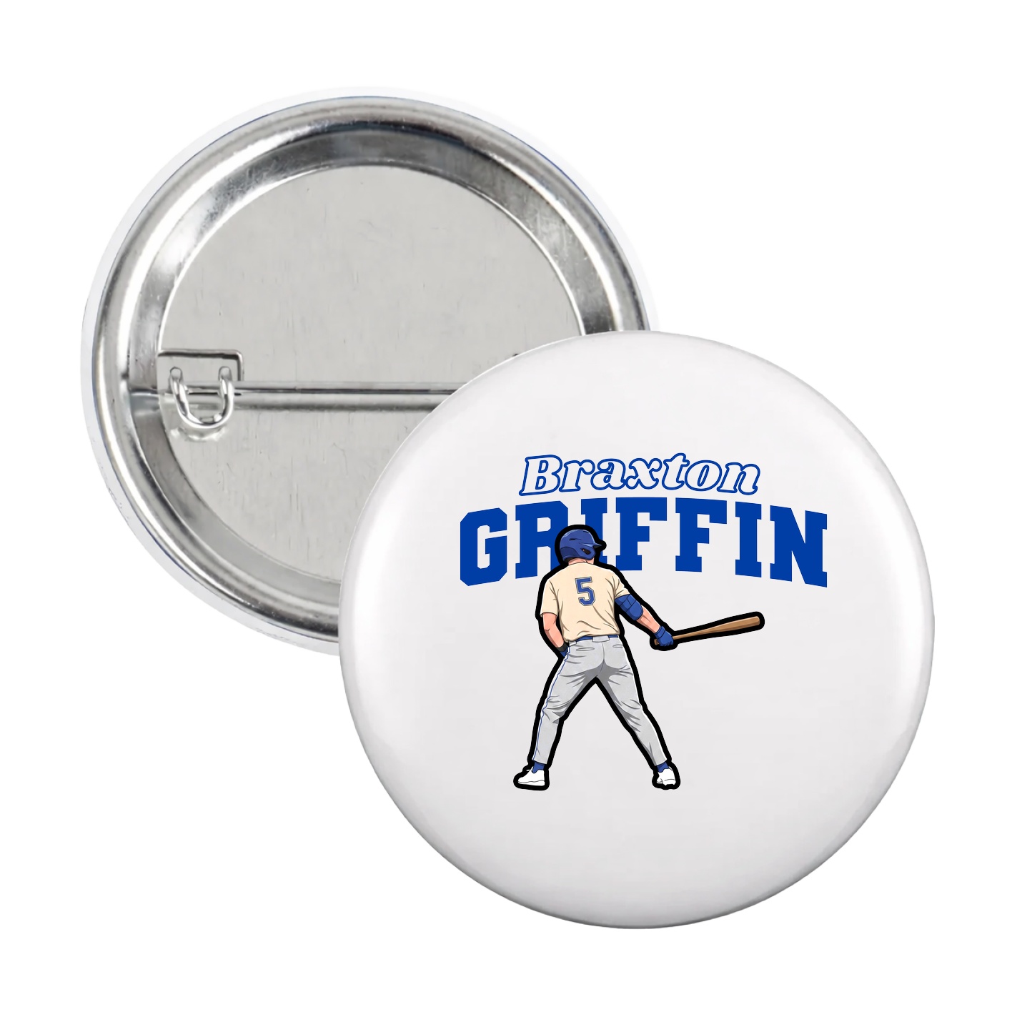 Game Day Button — Name Arch in White