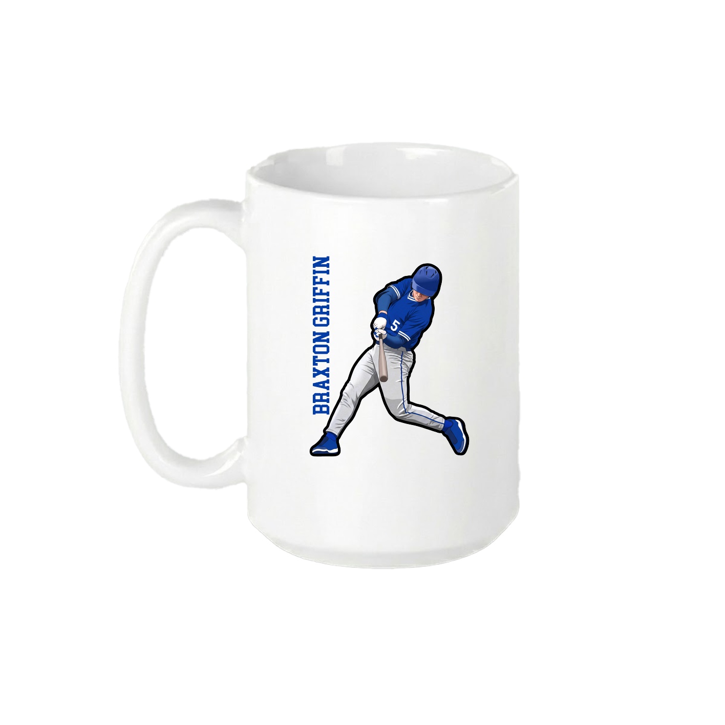 15oz Coffee Mug — Name Vertical in White