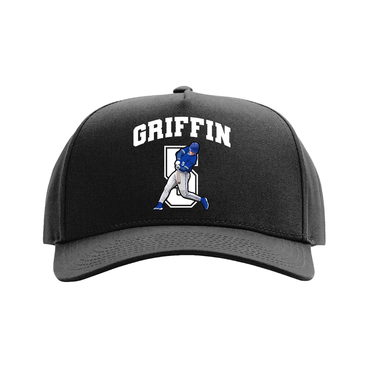 Full Fabric Five-Panel Champ Cap — Number in Black