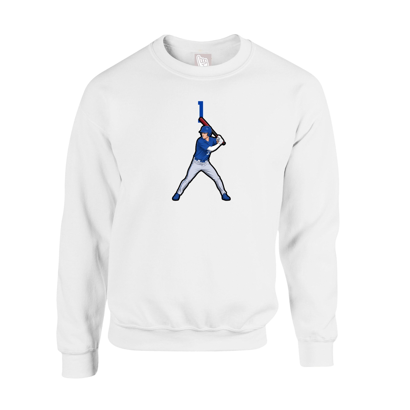 Fleece Crew — Number Top in White
