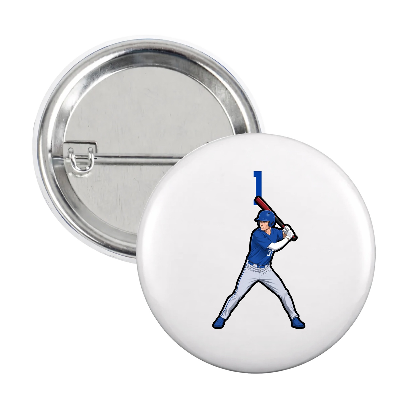 Game Day Button — Number Top in White