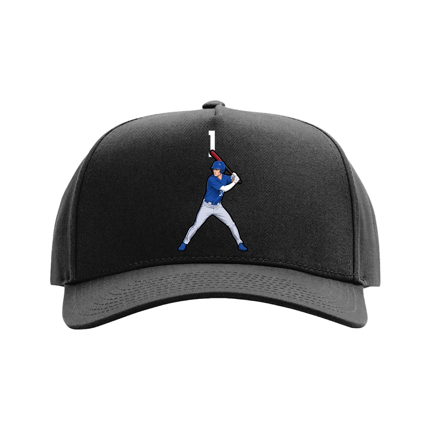 Full Fabric Five-Panel Champ Cap — Number Top in Black