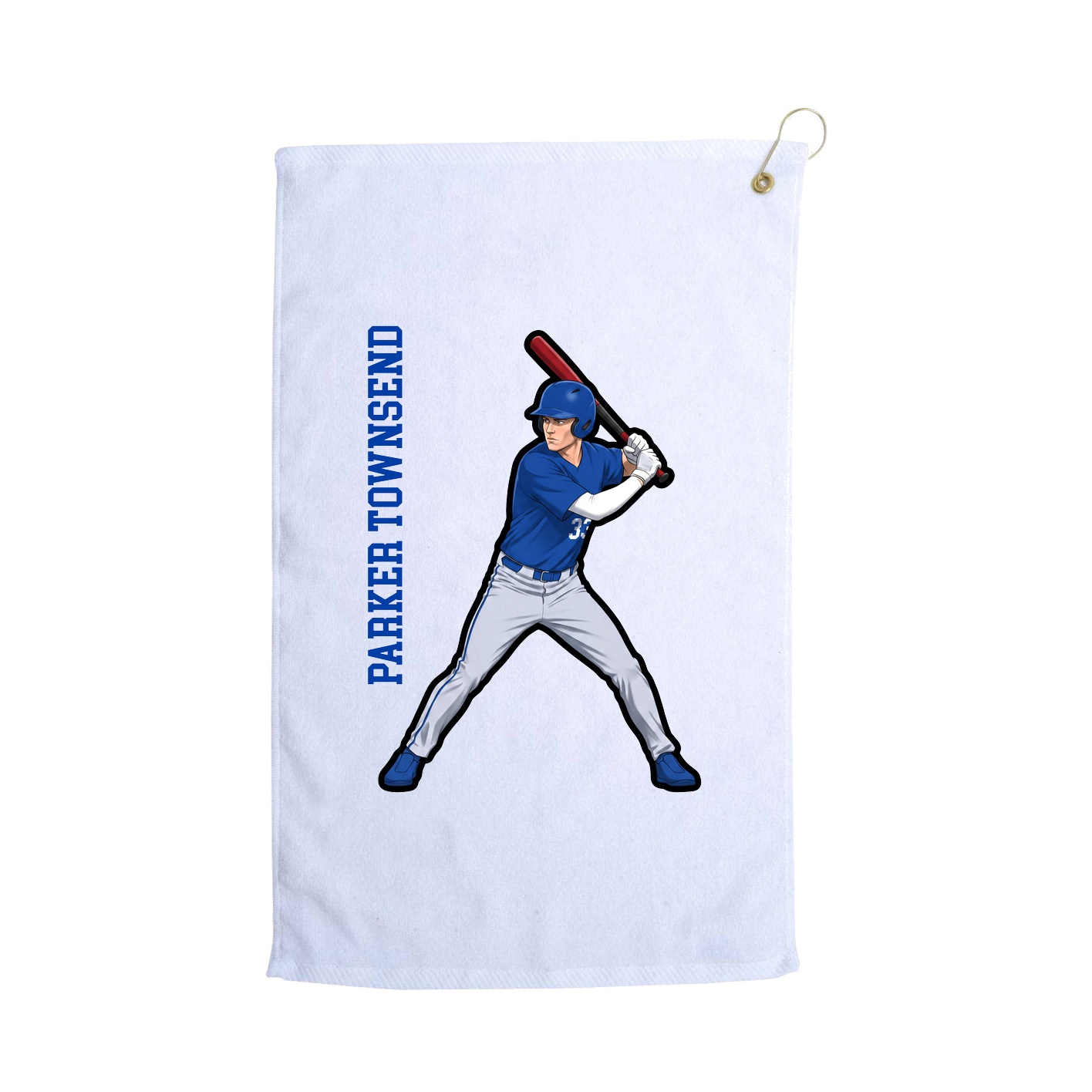 Golf Towel — Name Vertical in White