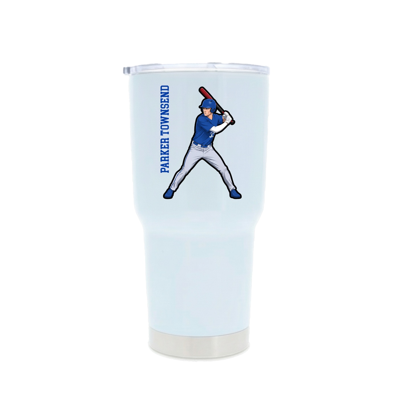 30oz Stainless Steel Tumbler — Name Vertical in White