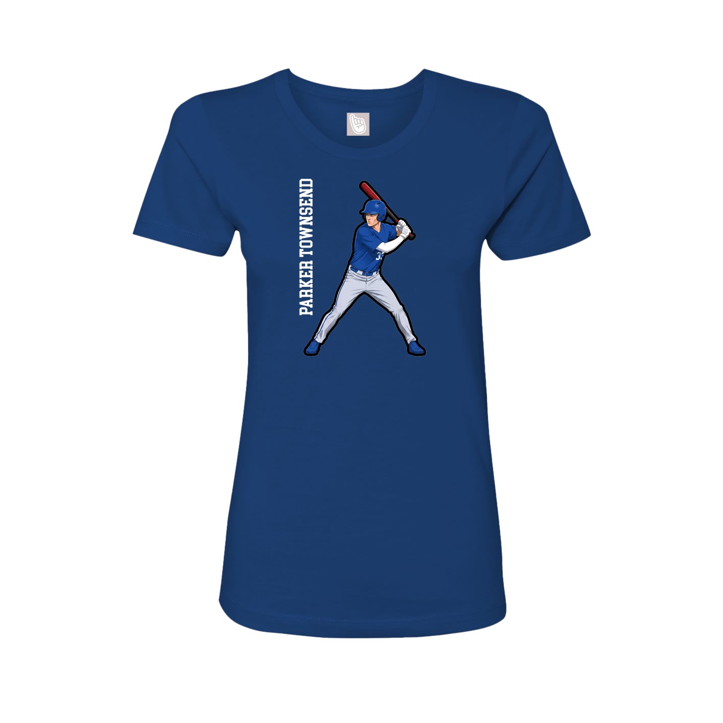 Fitted Women's Tee — Name Vertical in Royal